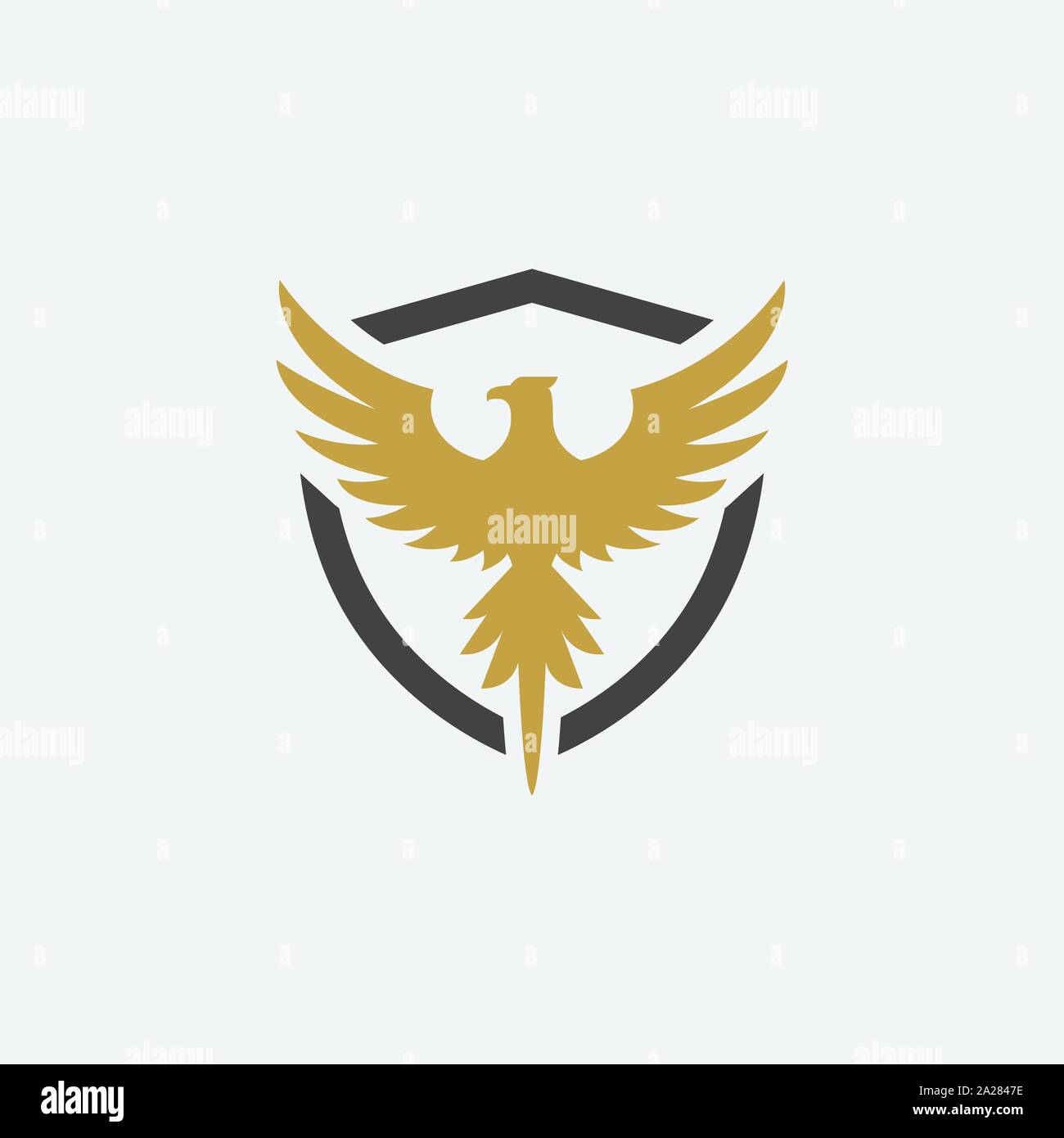 Vogel und Schild Icon Design, Phoenix Logo Design Illustration, Falcon Logo, Logo, eagle Symbol hawak Stock Vektor