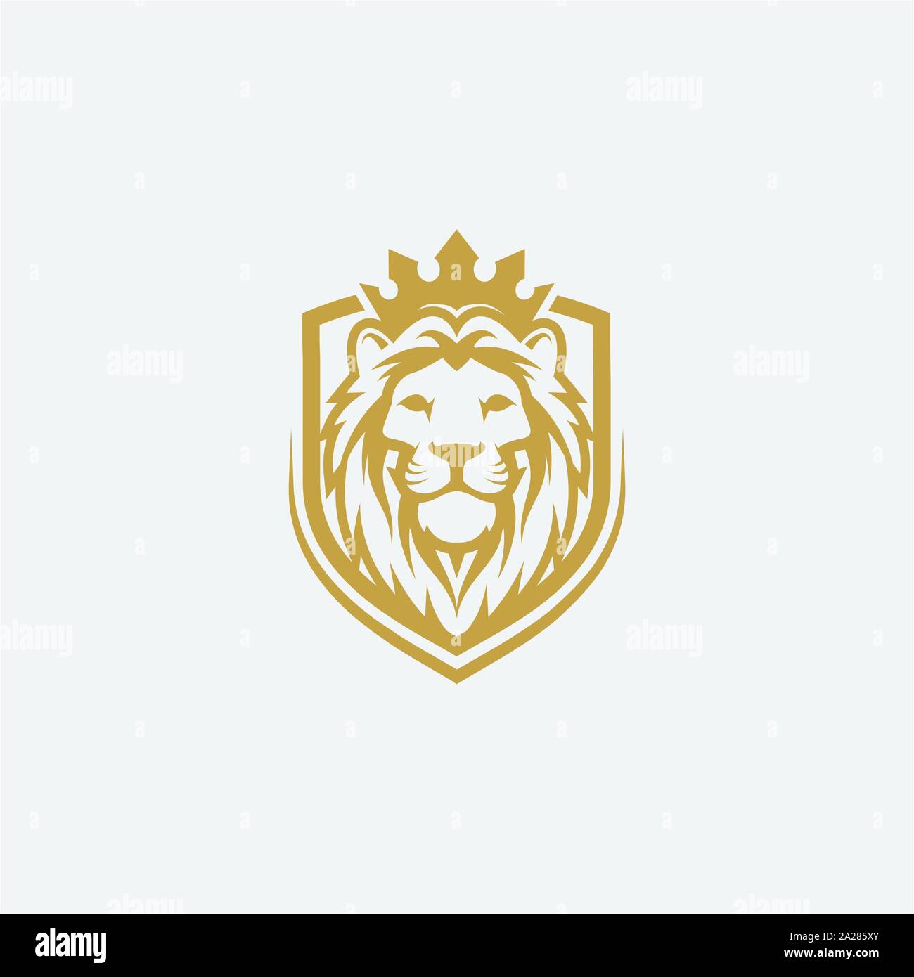 Lion shield Luxus logo Icon, elegante lion Shield Logo Design Illustration, Lion's Head mit Krone logo, Lion shield Symbol Stock Vektor