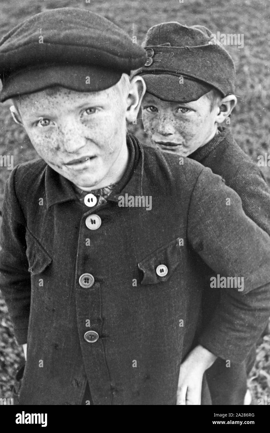 Wiederaufbau im Emsland, 1945-1949. Wiederaufbauarbeiten in Ems region, 1945-49. Stockfoto