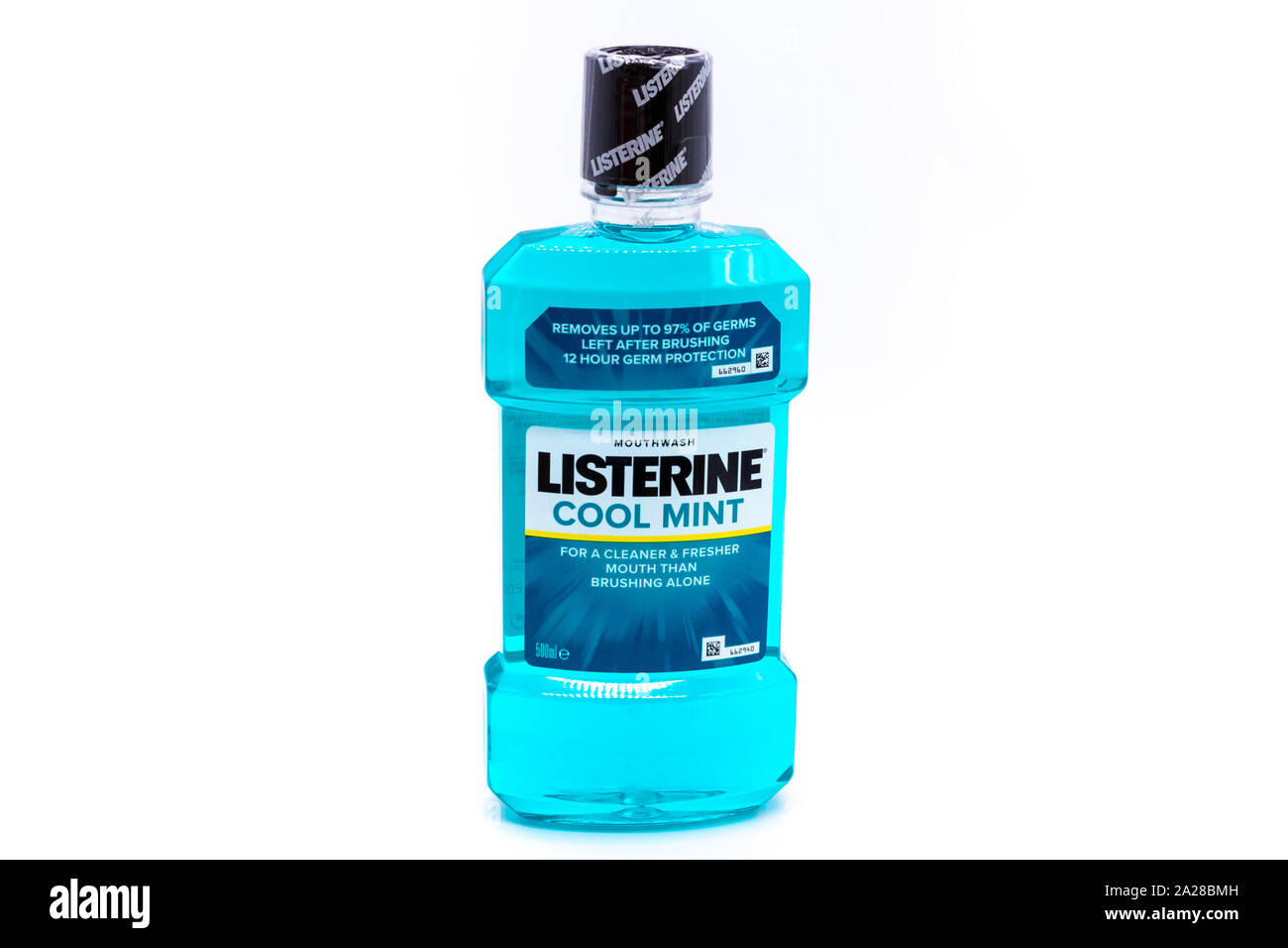Flasche Listerine Mundwasser Mund ausspülen, Großbritannien Stockfoto