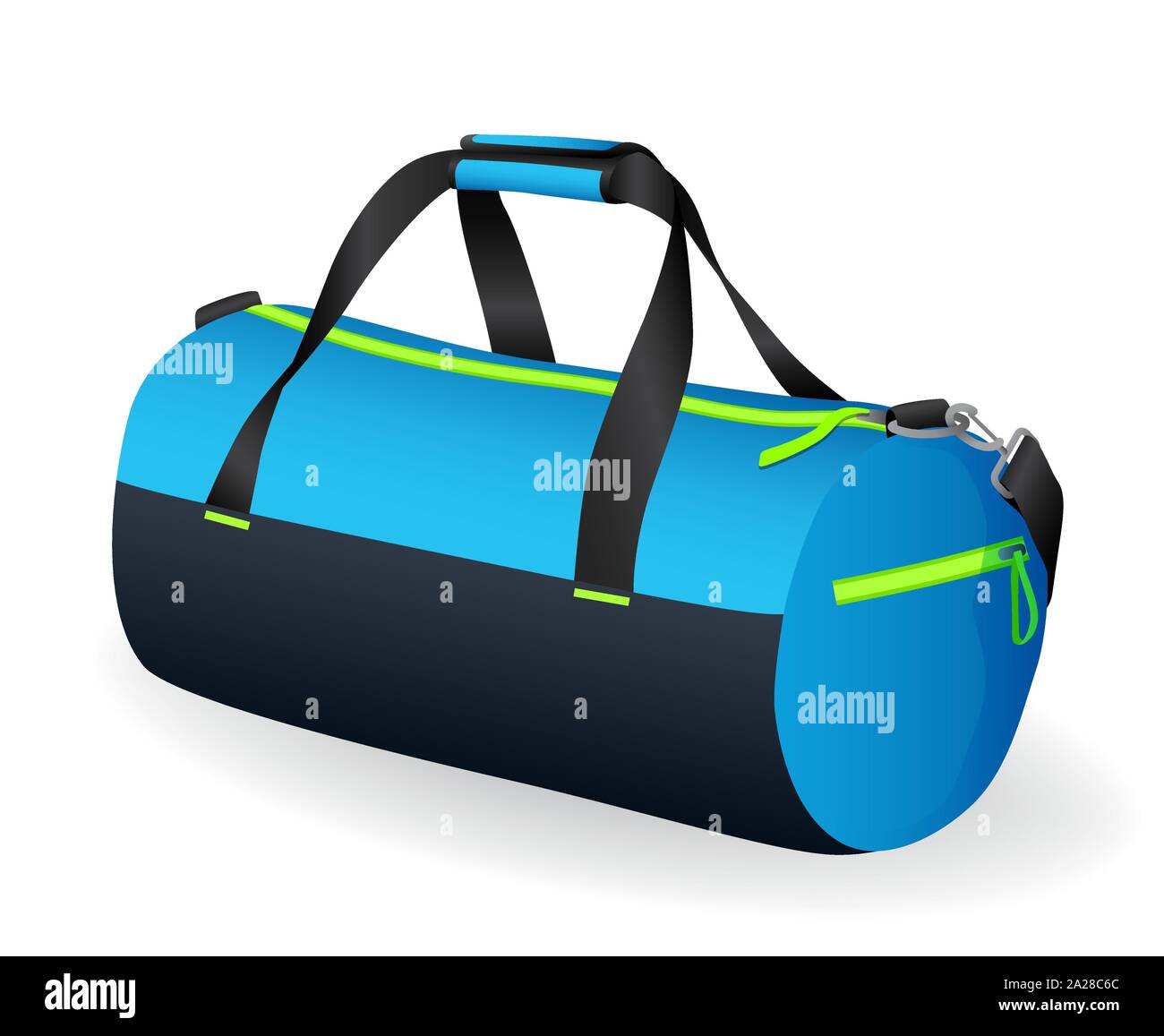 Blau Schwarz sport Tasche für Sportbekleidung und Ausrüstung Symbol isoliert Stock Vektor