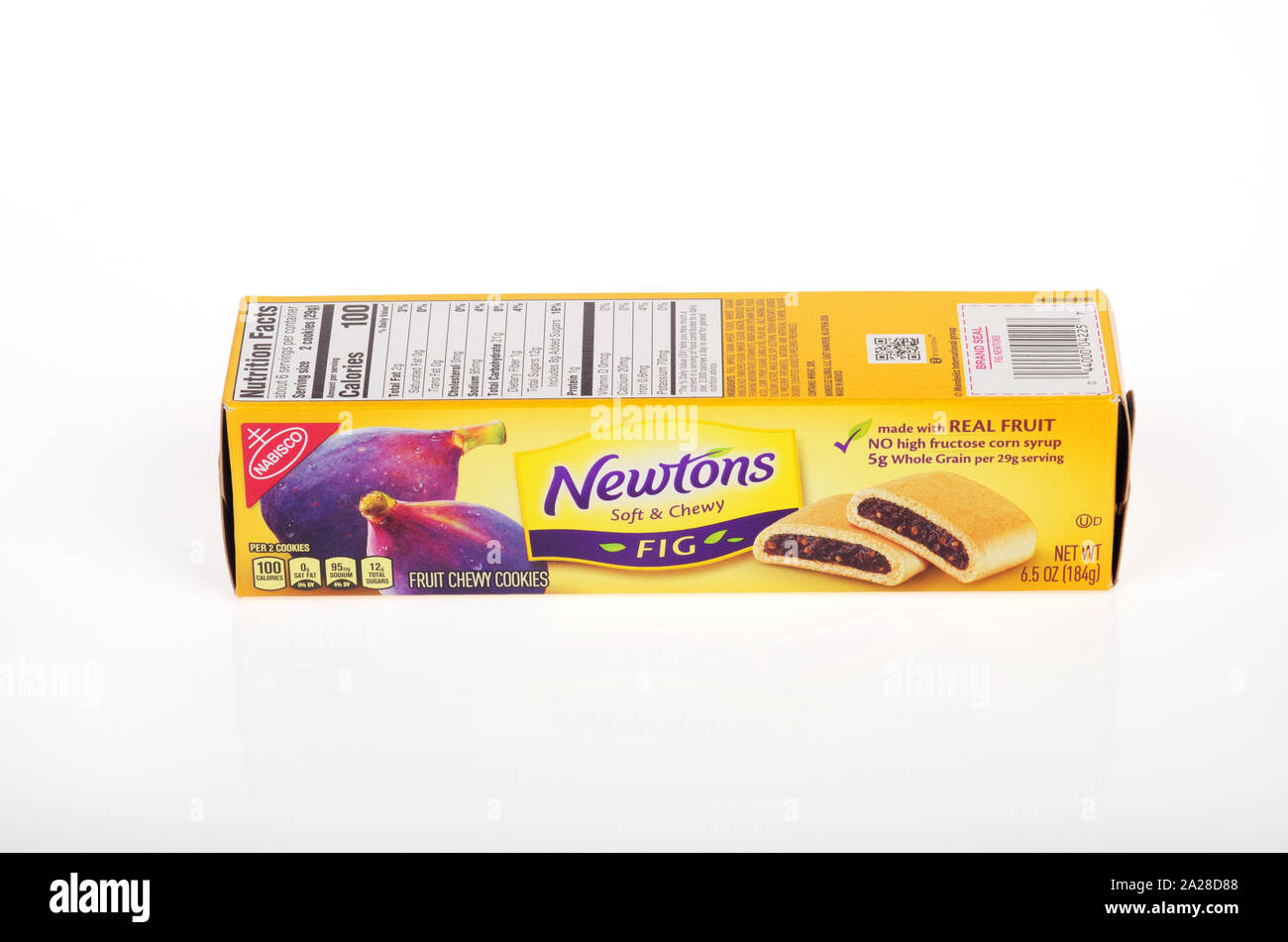 Box von Nabisco Fig Newton Obst zähe Cookies auf weißem Hintergrund Stockfoto