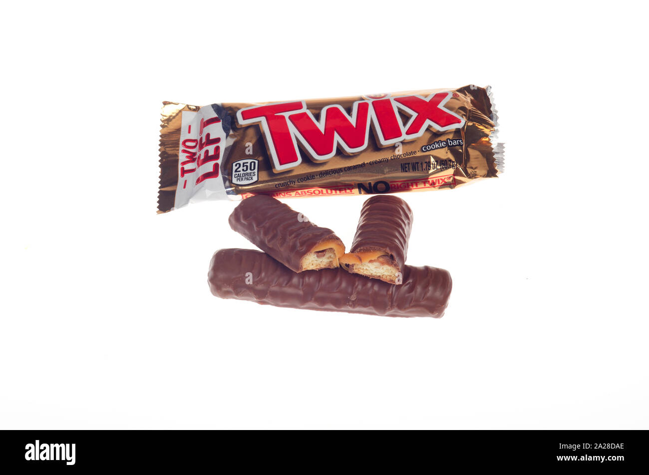 Twix Schokoriegel mit Wrapper Stockfoto