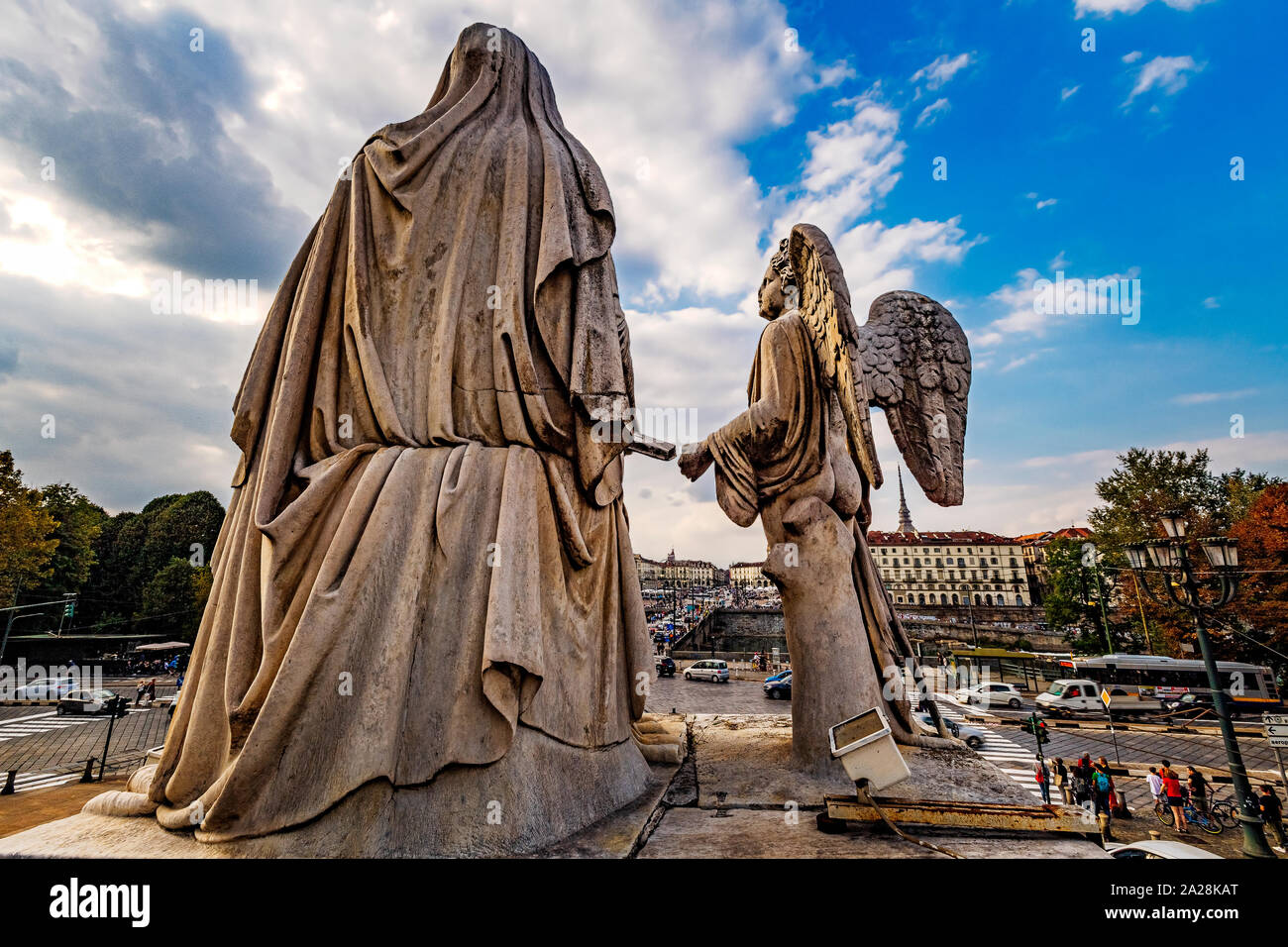 Italien Piemont Turin Gran Madre di Dio Kirche, Statue der Religion Stockfoto