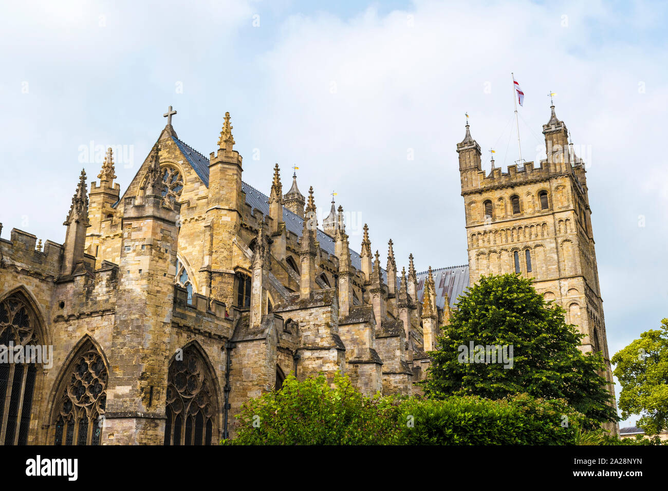 Das 15. Jahrhundert Norman gotische Kathedrale in Exeter, Devon, England, Großbritannien, Großbritannien. Stockfoto