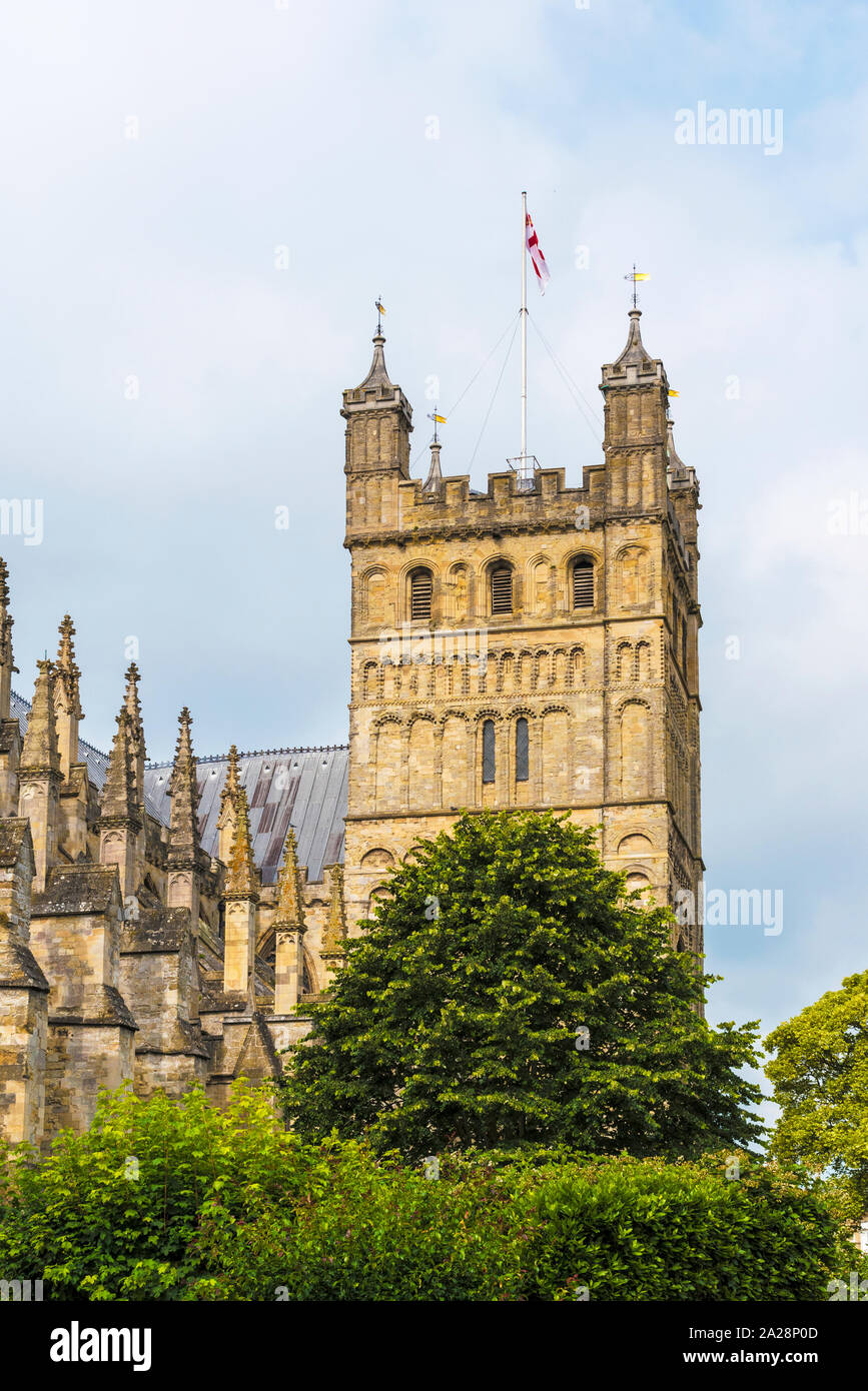 Das 15. Jahrhundert Norman gotische Kathedrale in Exeter, Devon, England, Großbritannien, Großbritannien. Stockfoto