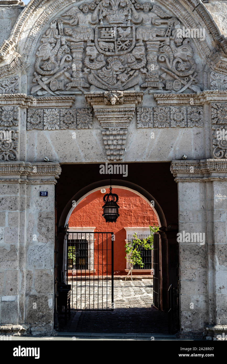 La Casa del Moral (1730), Stadt Arequipa, Peru, Südamerika. Stockfoto