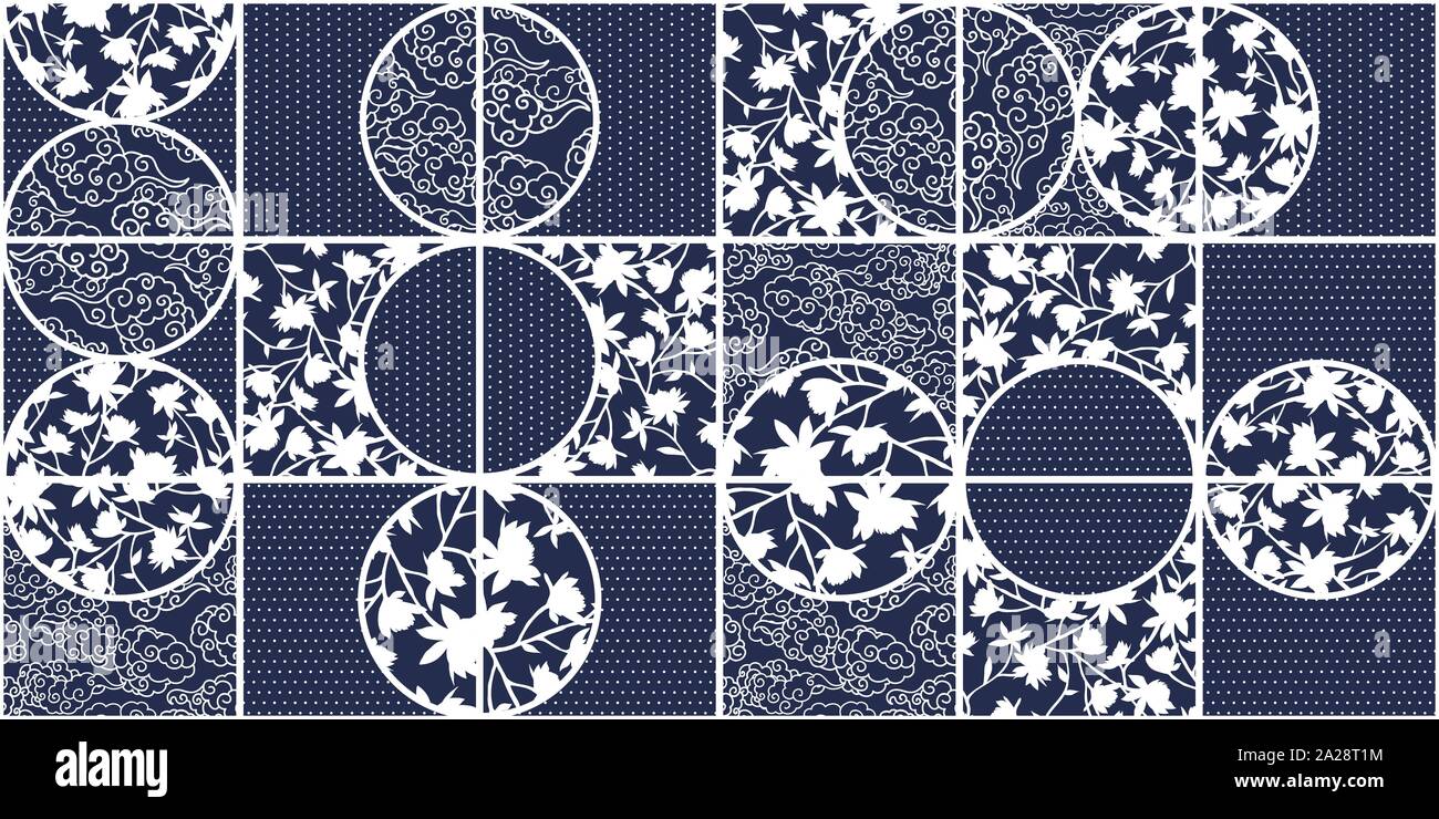 Blye Vektor Azulejo Kacheln. Portugiesische Azulegos nahtlose Muster mit weißen und Cyan Farben im modernen Stil. Für Wand und Boden Stock Vektor
