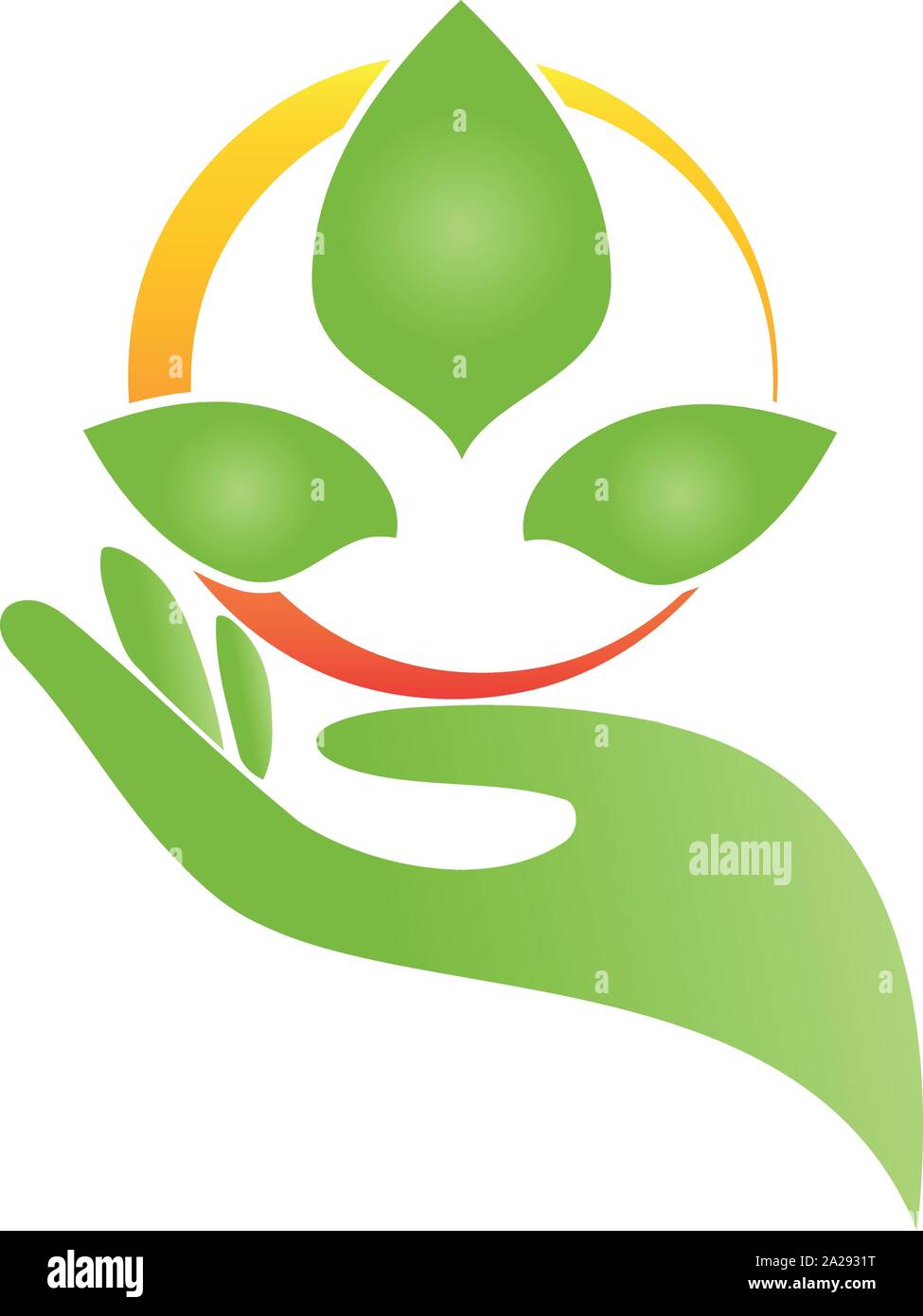 Hand, Blätter, Heilpraktiker, Wellness, logo Stock Vektor