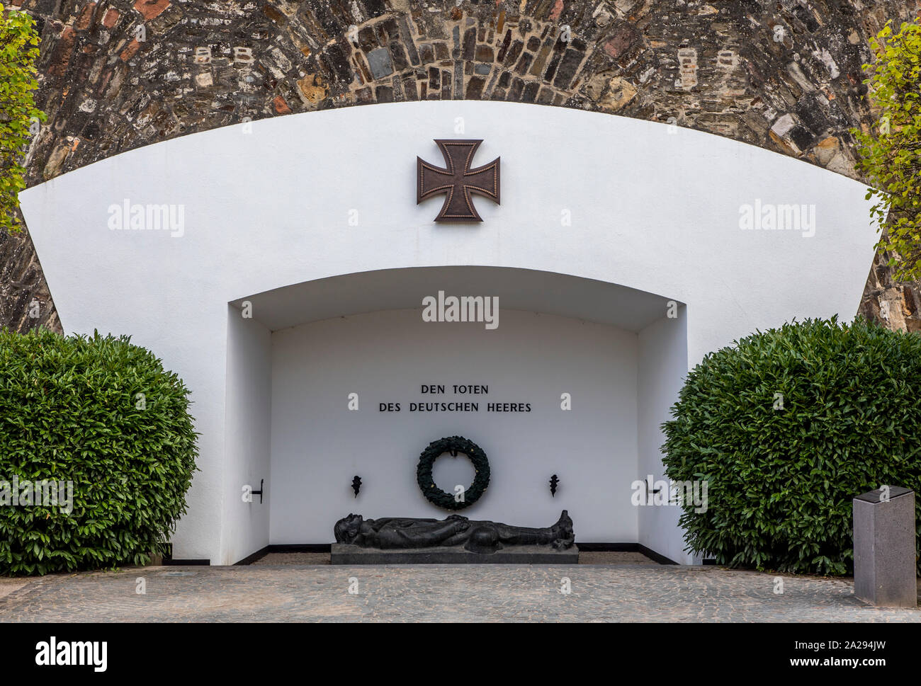 Koblenz, Festung Ehrenbreitstein, Gedenkstätte der Deutschen Armee, die für die Armee Soldaten in den beiden Weltkriegen und in den ausländischen Mission der Bunde getötet Stockfoto
