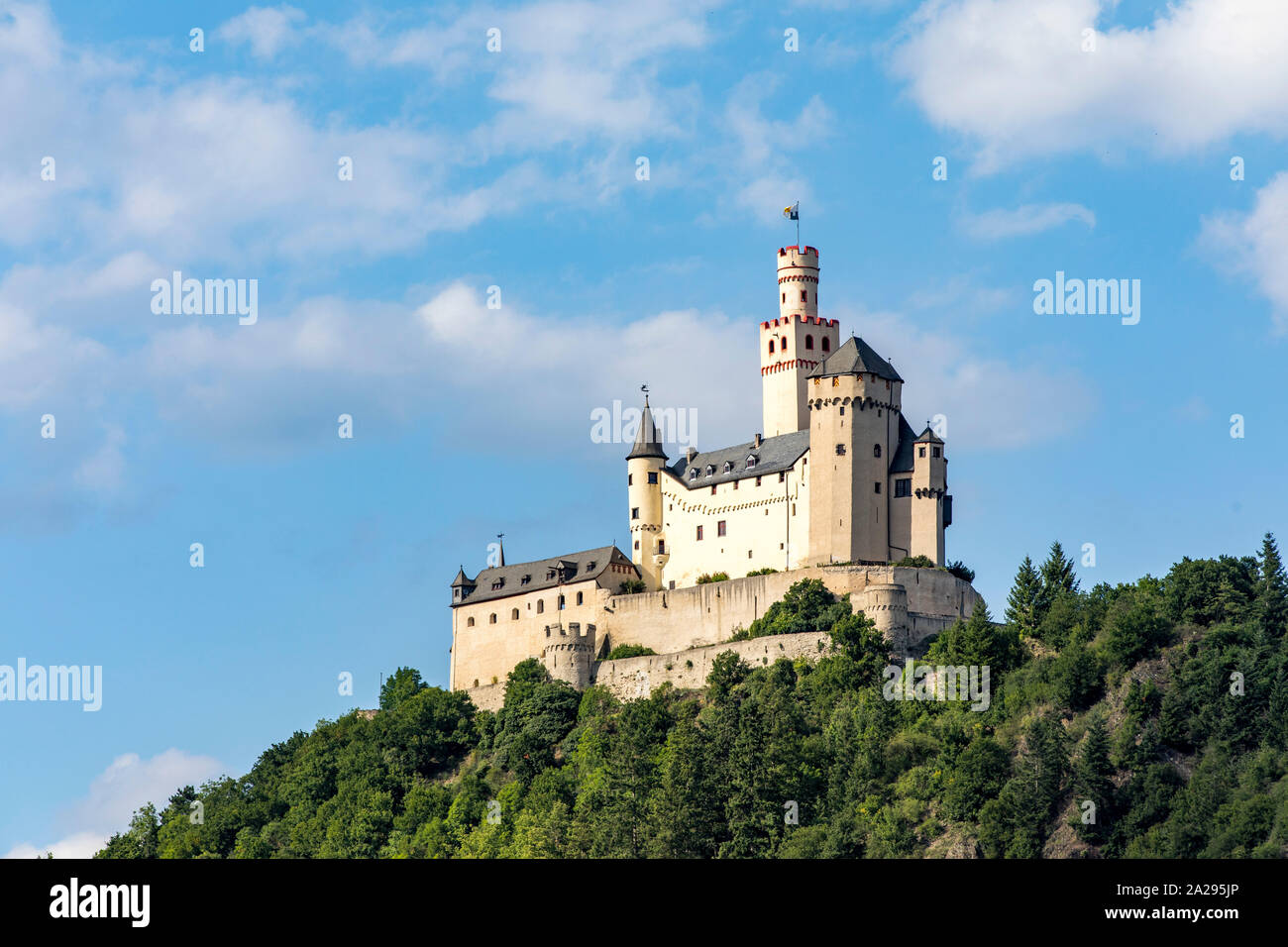 Die Marksburg bei Braubach, im Rheingau, in der zum UNESCO Welterbe Oberes Mittelrheintal, Deutschland Stockfoto