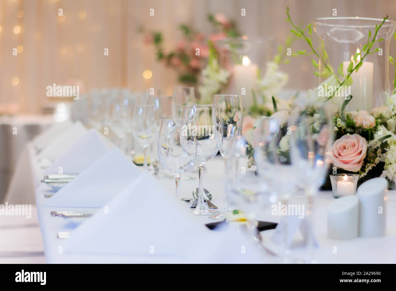 Tischset für Hochzeit oder andere Veranstaltung Abendessen gesorgt Stockfoto