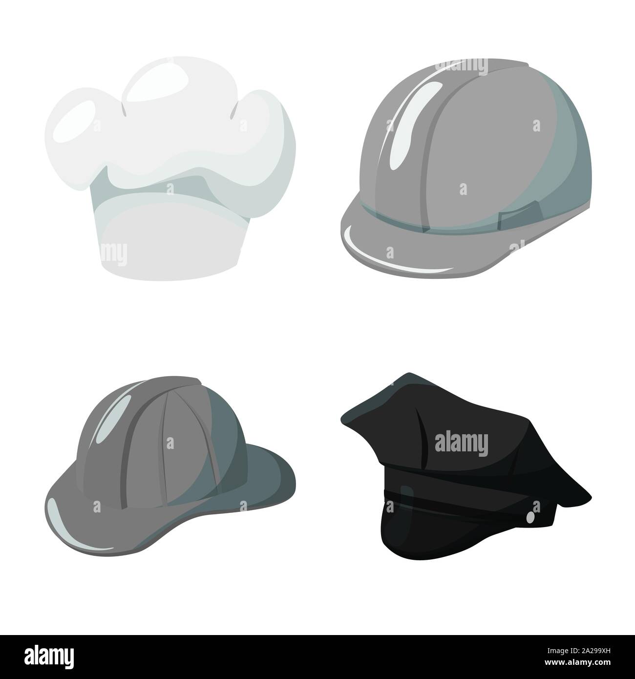 Vektor Design von Mütze und Helm Symbol. Sammlung von Hut und Beruf vektor Illustration. Stock Vektor
