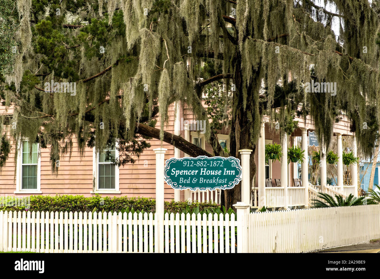 Die Spencer House Inn, einem kolonialen Haus- und B&B im historischen Stadtteil St Marys, Georgia. Stockfoto