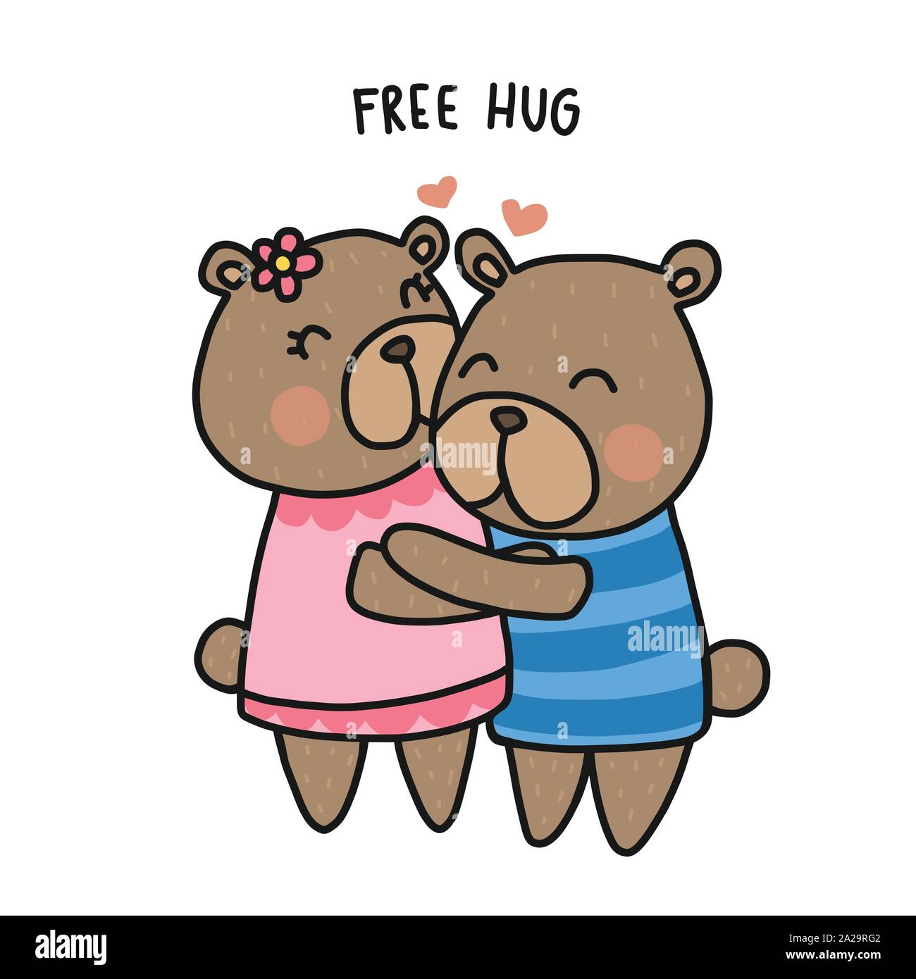 Paar tragen sich Hug cartoon Vektor-illustration doodle Stil Stock