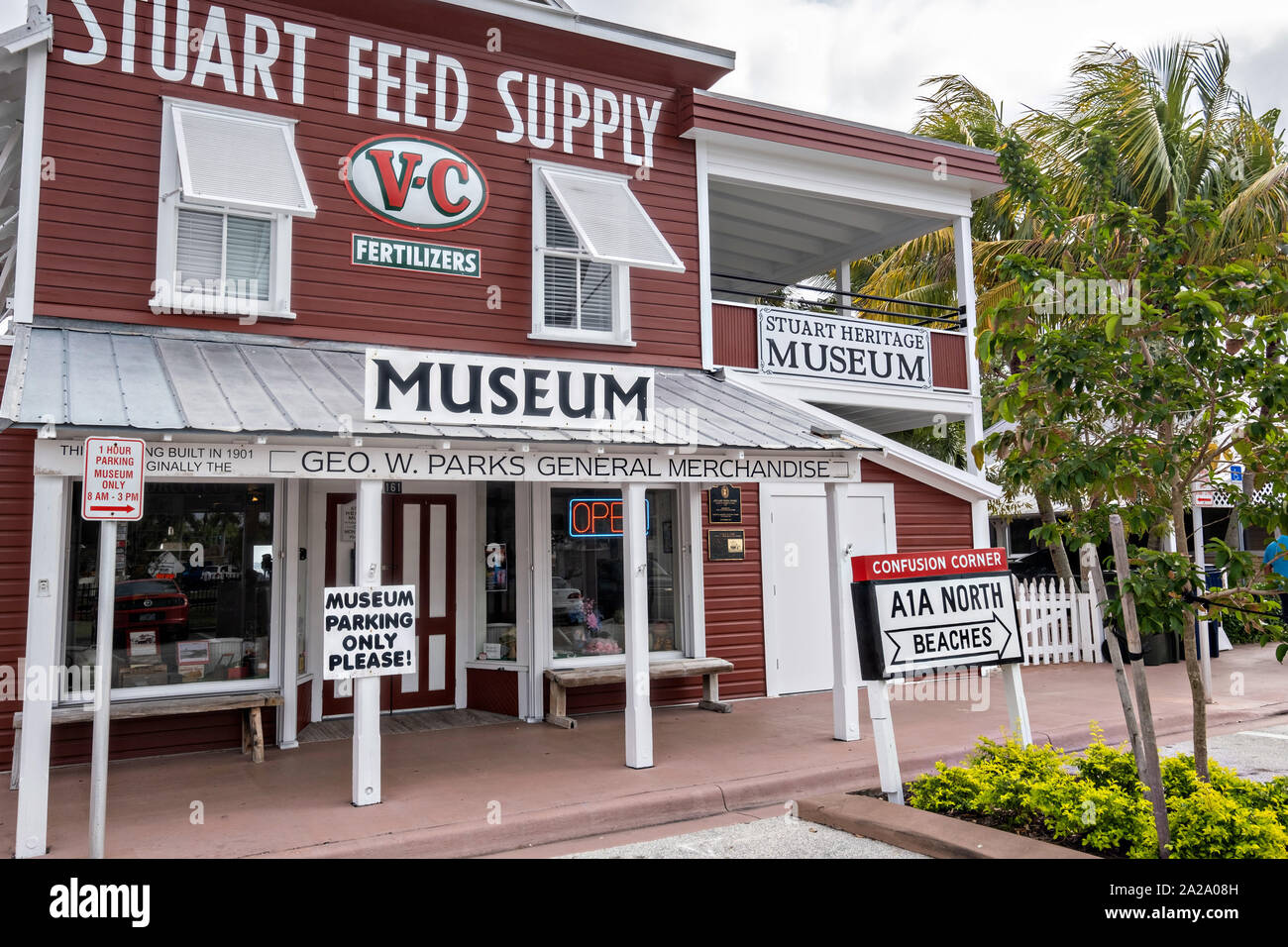 Stuart Heritage Museum im 1901 Parks General Store in der historischen Innenstadt in Stuart, Florida. Der winzige Weiler wurde im Jahr 1870 gegründet und war der glücklichste Stadt am Meer in Amerika von Küste gestimmt. Stockfoto