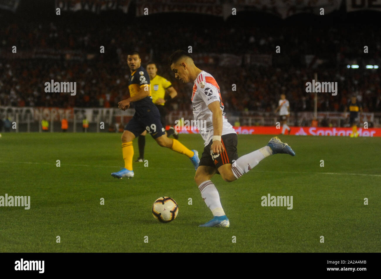 Buenos Aires, Argentinien. 01 Okt, 2019. Spieler im Spiel bei einem Match zwischen River Plate vs Boca Juniors gültig für die Copa Libertadores 2019 de America Halbfinale, im Estadio Monumental am 1. Oktober in Buenos Aires, Argentinien. Credit: Gabriel Sotelo/FotoArena/Alamy leben Nachrichten Stockfoto