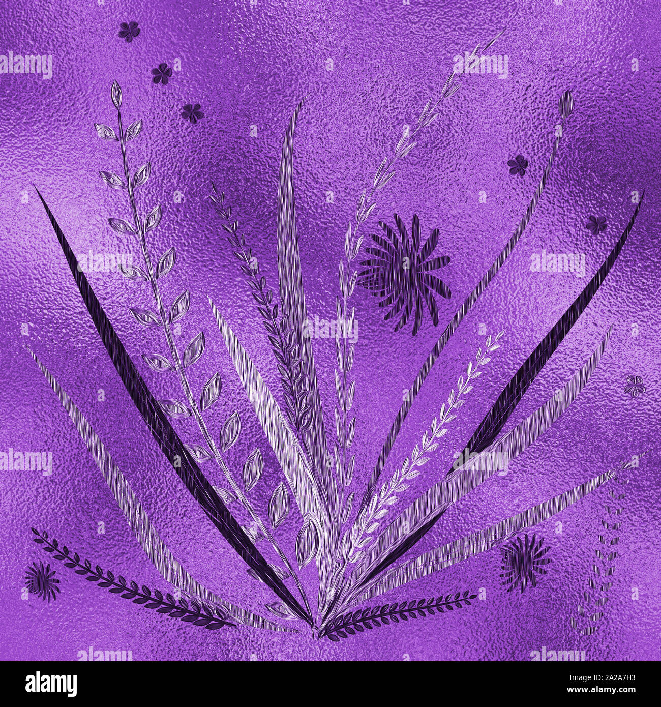 Hand floral Hintergrund gezeichnet. Goldene Metallfolie Oberfläche. Floral Vorlage für Karten, Hintergrund, Einladung, Dekorationen & Grüße. Feder Thema Karte. Stockfoto