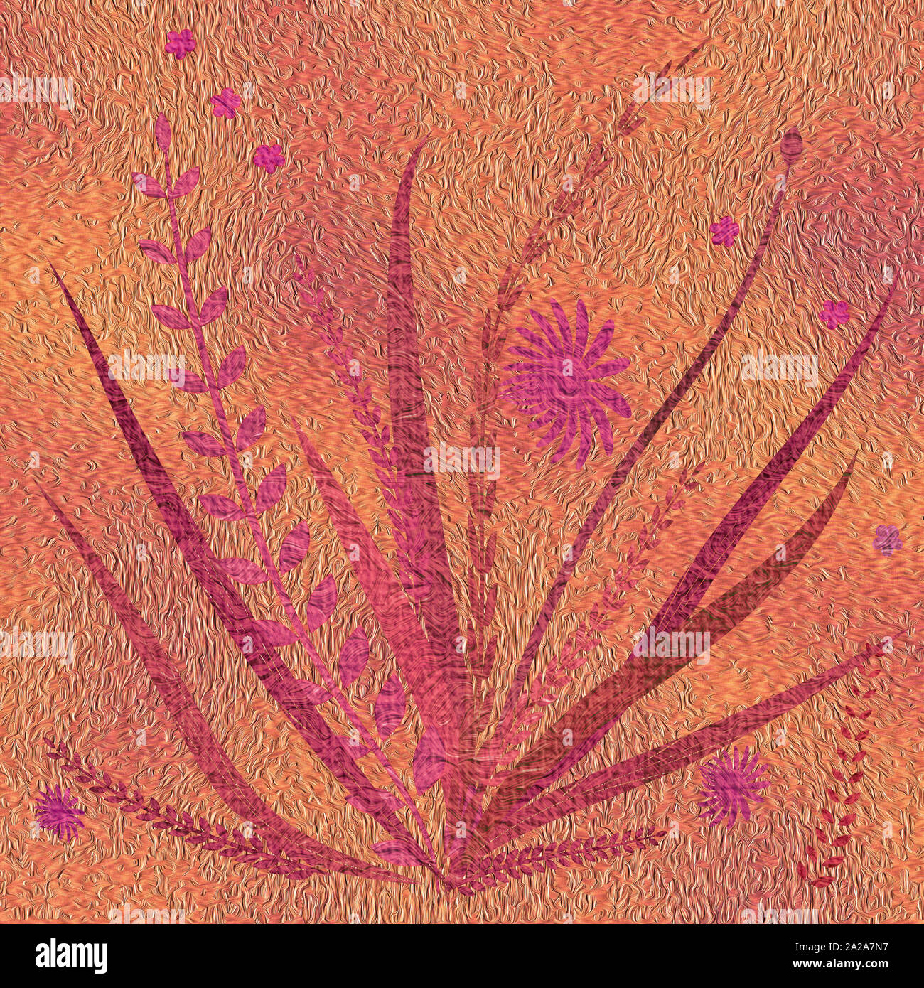 Hand floral Hintergrund gezeichnet. Goldene Metallfolie Oberfläche. Floral Vorlage für Karten, Hintergrund, Einladung, Dekorationen & Grüße. Feder Thema Karte. Stockfoto