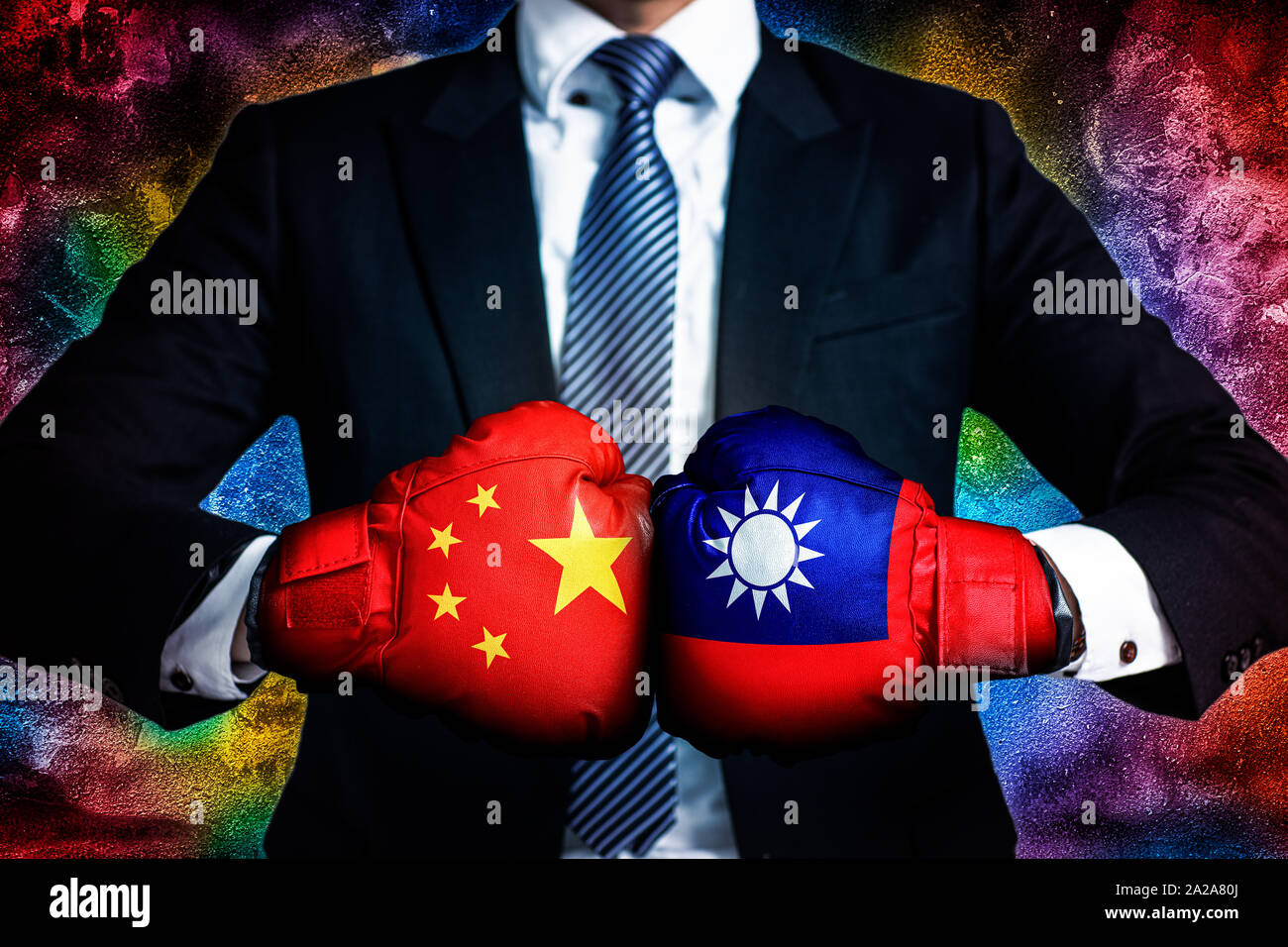 Politische und wirtschaftliche Konflikt zwischen Taiwan und China Stockfoto