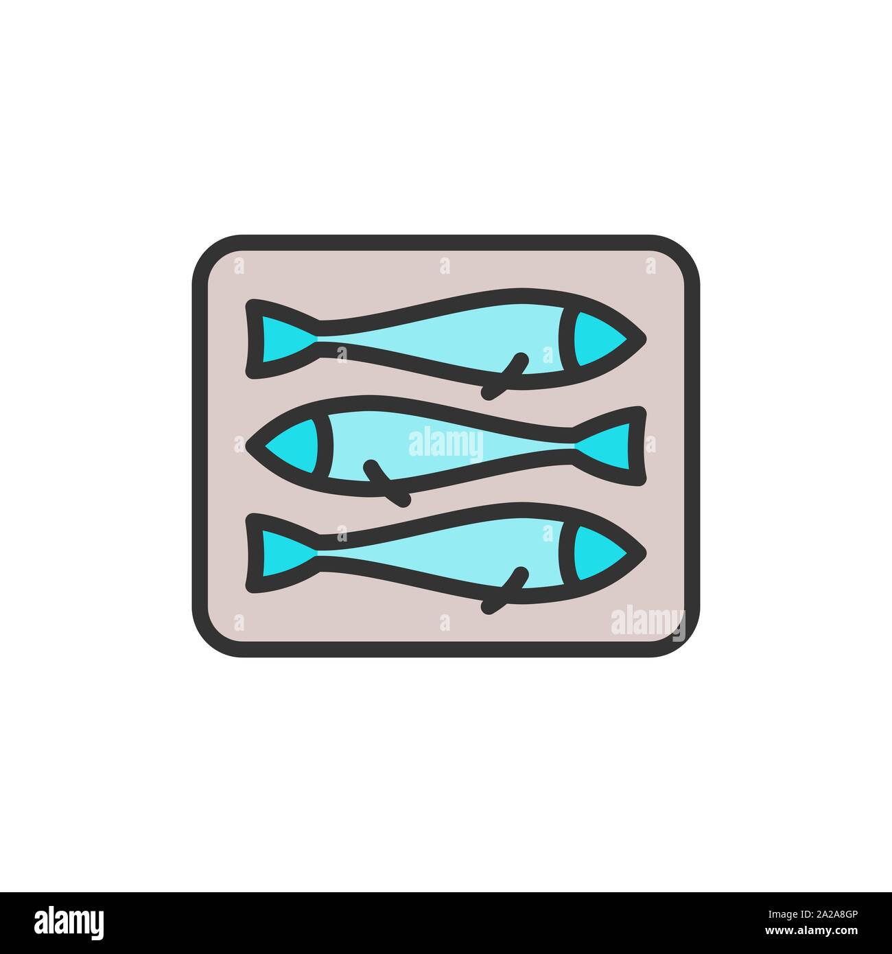 Vektor Sprotten, Fisch flach Farbe Symbol Leitung. Stock Vektor