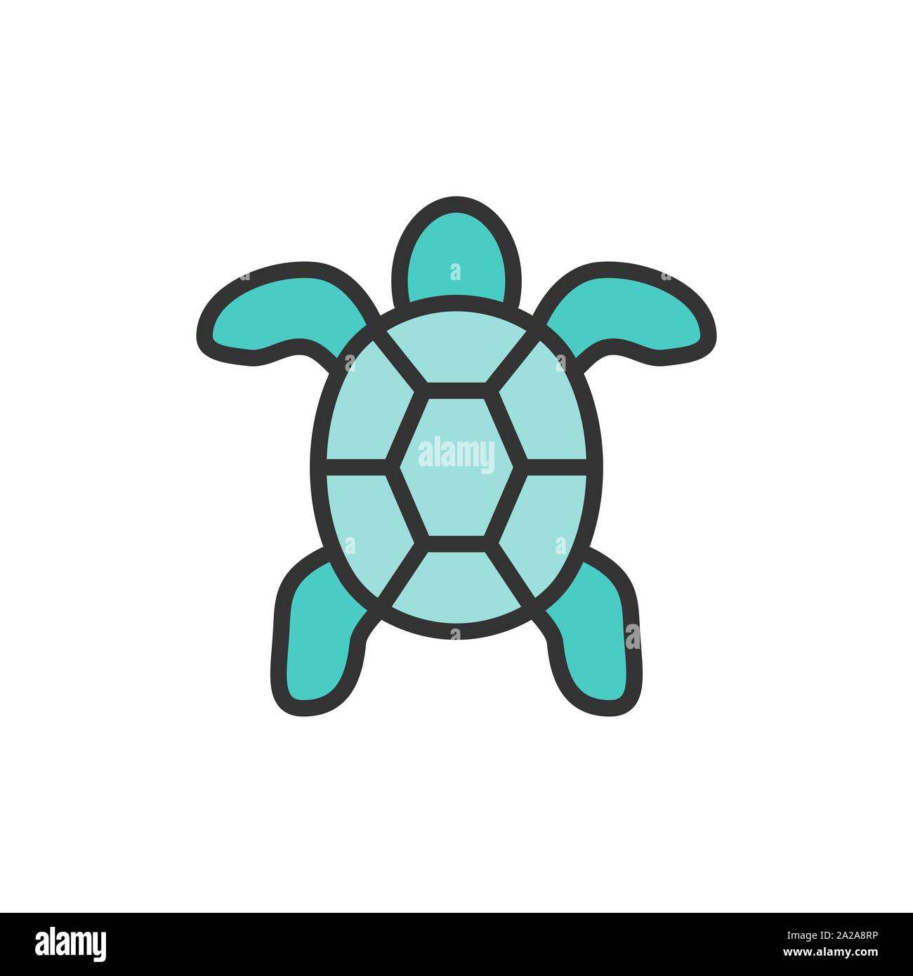 Vektor Schildkröte, Aquatic Animal flachbild Color Line Symbol. Stock Vektor