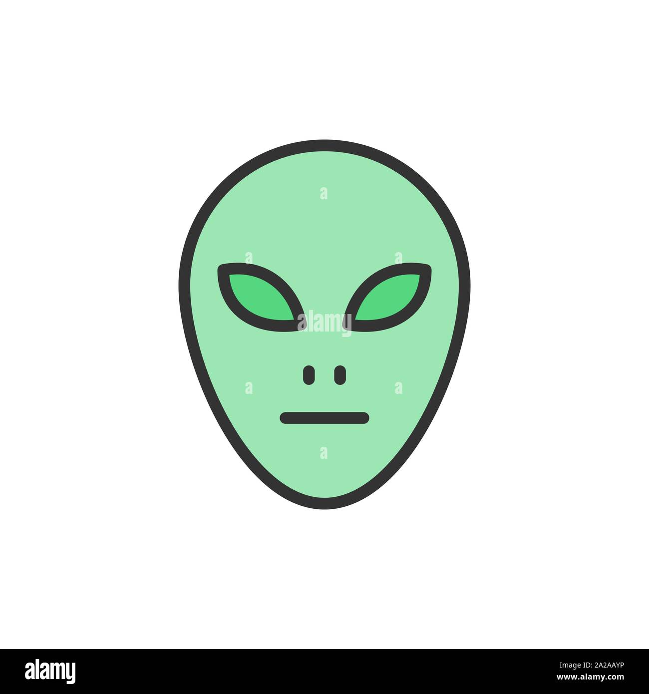 Vektor alien Kopf, flache Color Line Symbol. Stock Vektor