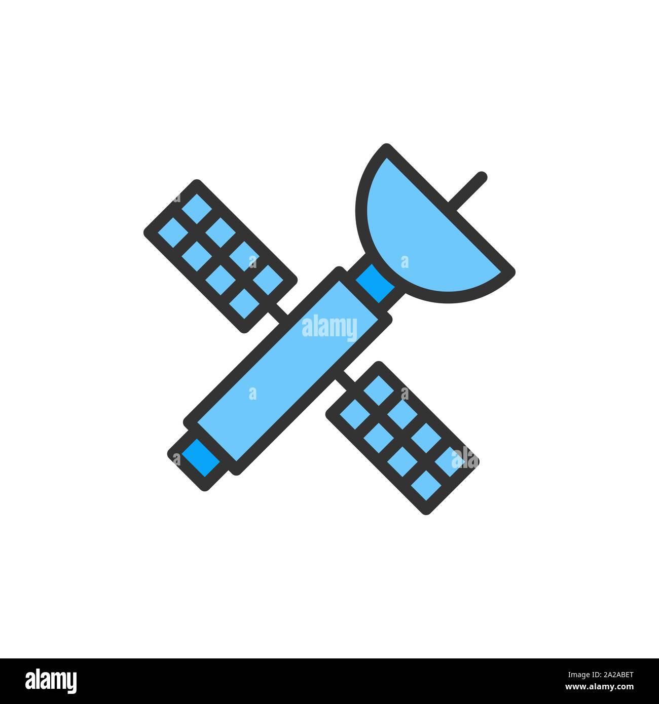 Vektor Satelliten, Space station Flachbild Color Line Symbol. Stock Vektor