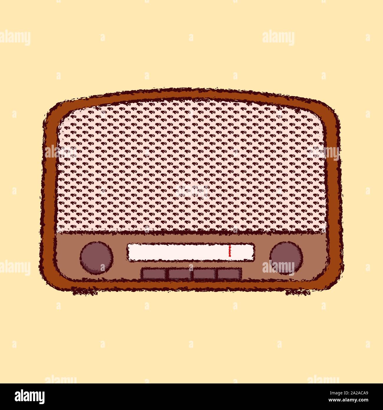 Detaillierte Vintage Radio flachbild Symbol grobe Skizze Stock Vektor