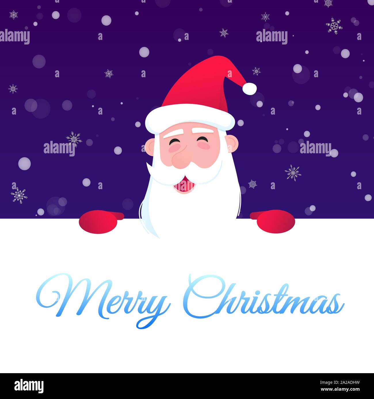 Santa Claus Charakter wünscht Frohe Weihnachten und guten Rutsch ins neue Jahr euch Postkarte Flat Style Design Vector Illustration mit Text zu füllen. Stock Vektor