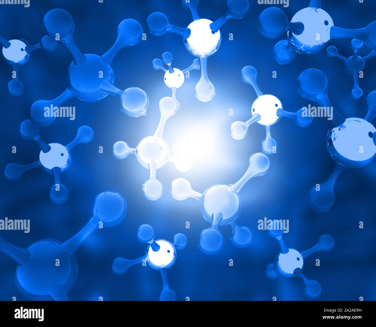 Atom Moleküle auf sicience Hintergrund. 3D-Darstellung Stockfoto