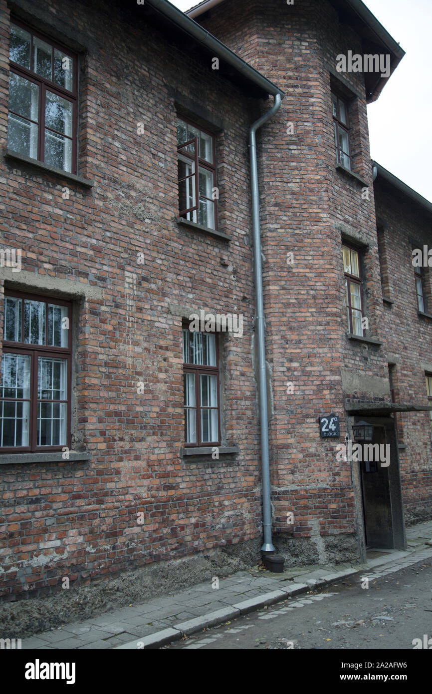 Gefängnis Baracke Bausteine im Konzentrationslager Auschwitz I, Auschwitz, Polen Stockfoto