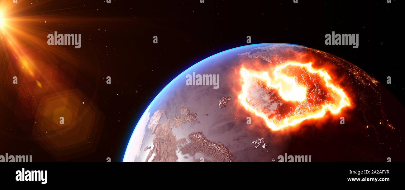 Der Planet Erde mit einem konzeptionellen Arktis schmelzen von der globalen Erwärmung Stockfoto