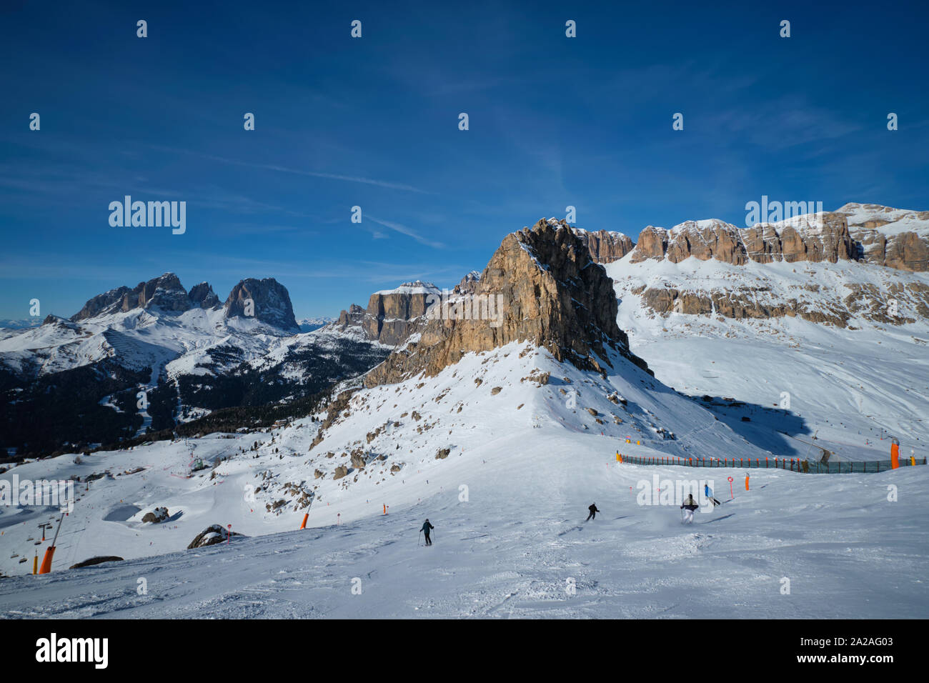 Skigebiet in Dolomiten, Italien Stockfoto