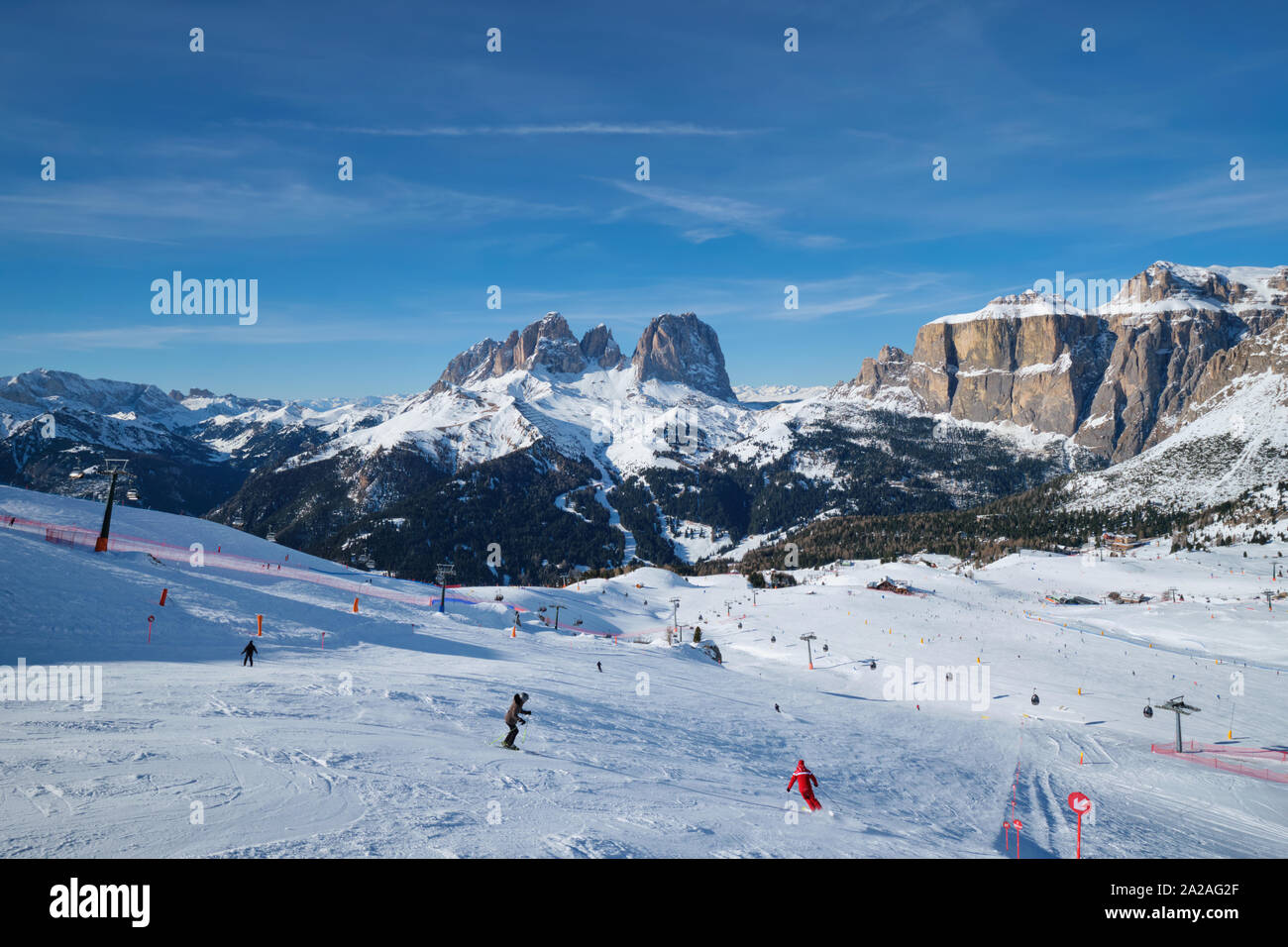 Skigebiet in Dolomiten, Italien Stockfoto