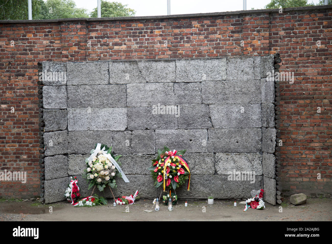 Ausführung Wand, Konzentrationslager Auschwitz I, Auschwitz, Polen Stockfoto