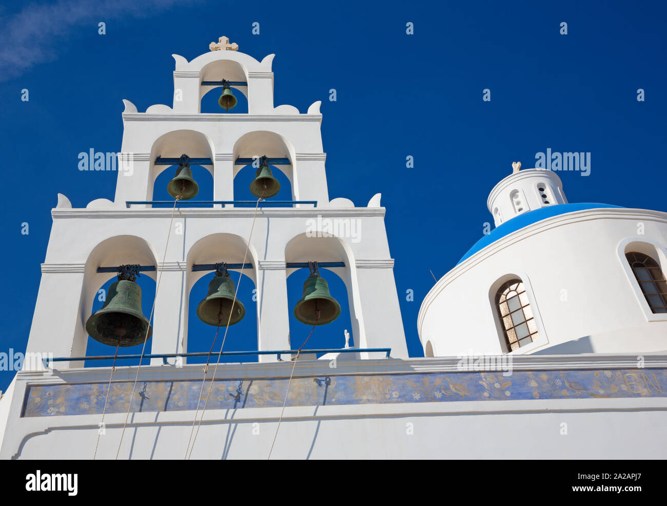 Santorini - Die bel od Orthodoxe Kirche Panagia in Oia (Ia). Stockfoto
