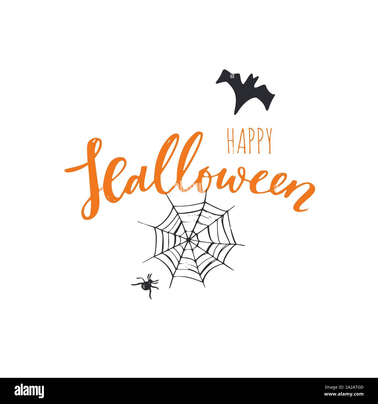 Vektor Happy Halloween Banner, Emblem, Logo. Abbildung gezeichnet Stock Vektor