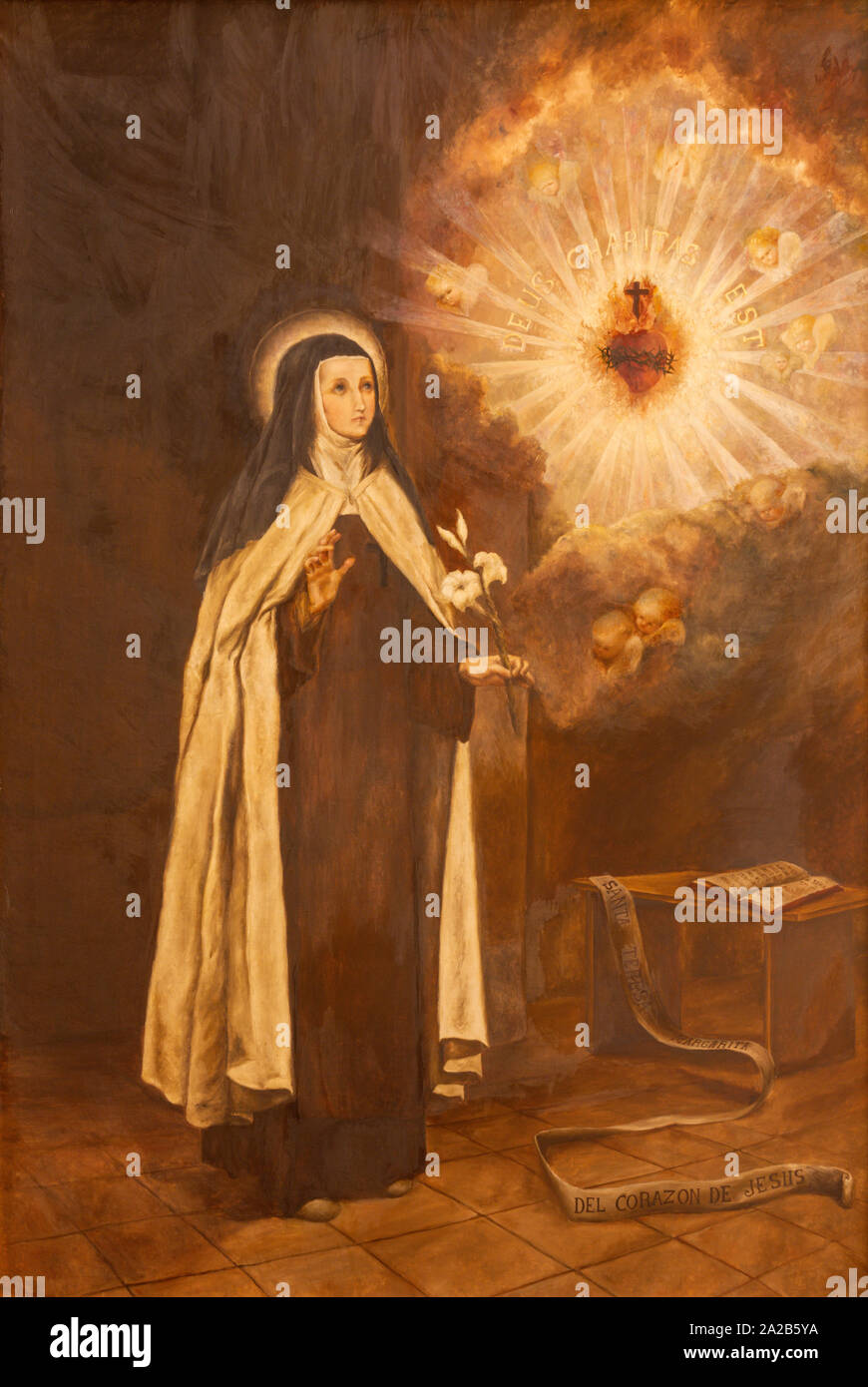 PALMA DE MALLORCA, SPANIEN - Januar 29, 2019: Die Malerei von St. Teresa von Avila in der Kirche Iglesia de Santa Maria Magdalena Stockfoto