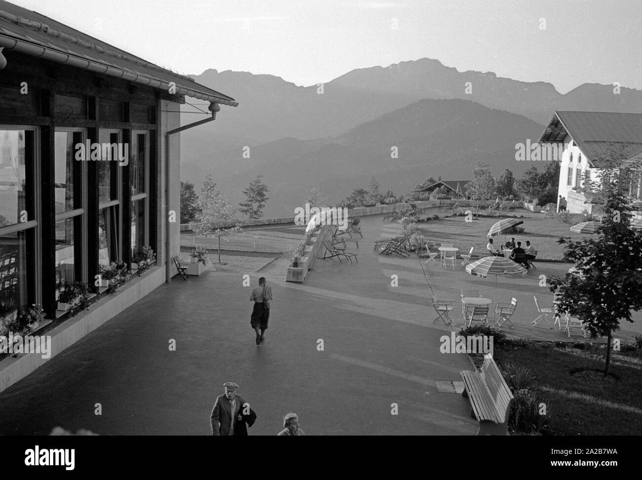 Gäste des Hotel General Walker, dem ehemaligen Platterhof, Aufenthalt in der Hotelanlage. Stockfoto