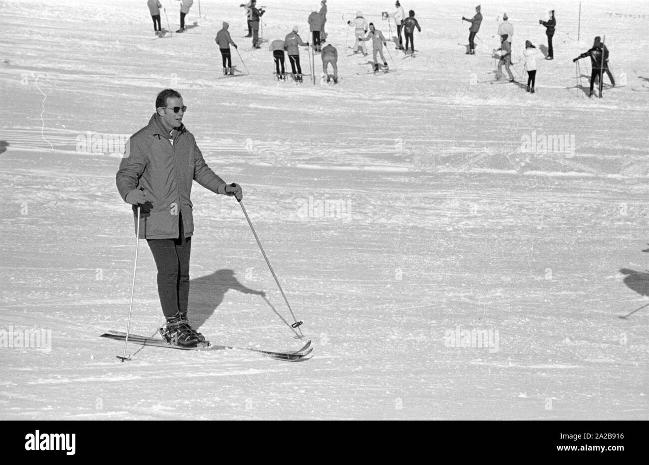 Die Astronauten der Apollo 15-Mission beim Skifahren während Ihres Besuchs auf der Zugspitze als Teil ihres guten Willens Tour. Im Bild David Scott, der Kommandant der Mission. Stockfoto