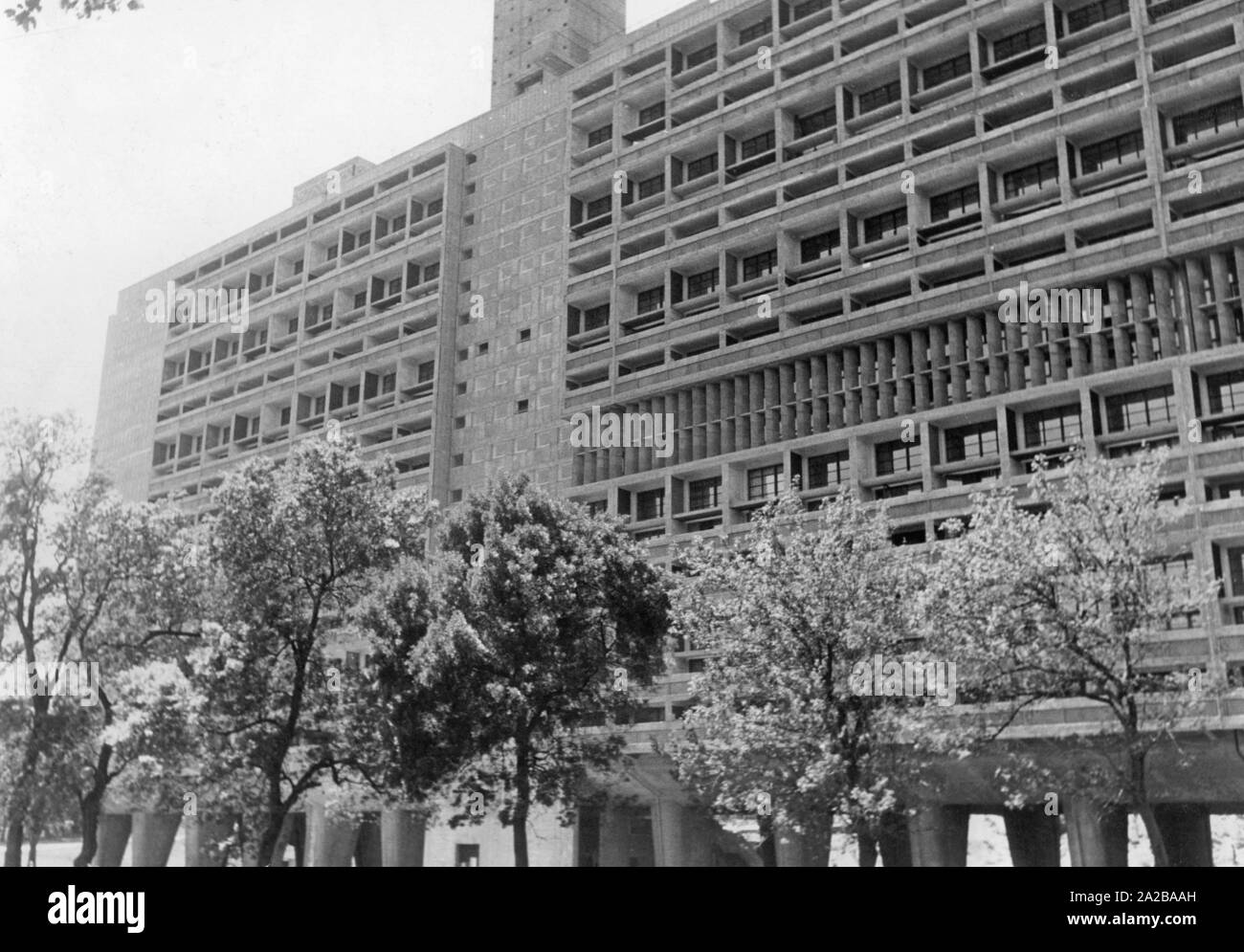 Das Wohnhaus "Unite d'Habitation", auch "Wohnmaschine", von Le Corbusier in Marseille. Die Cité Radieuse wurde 1952 eröffnet. Stockfoto