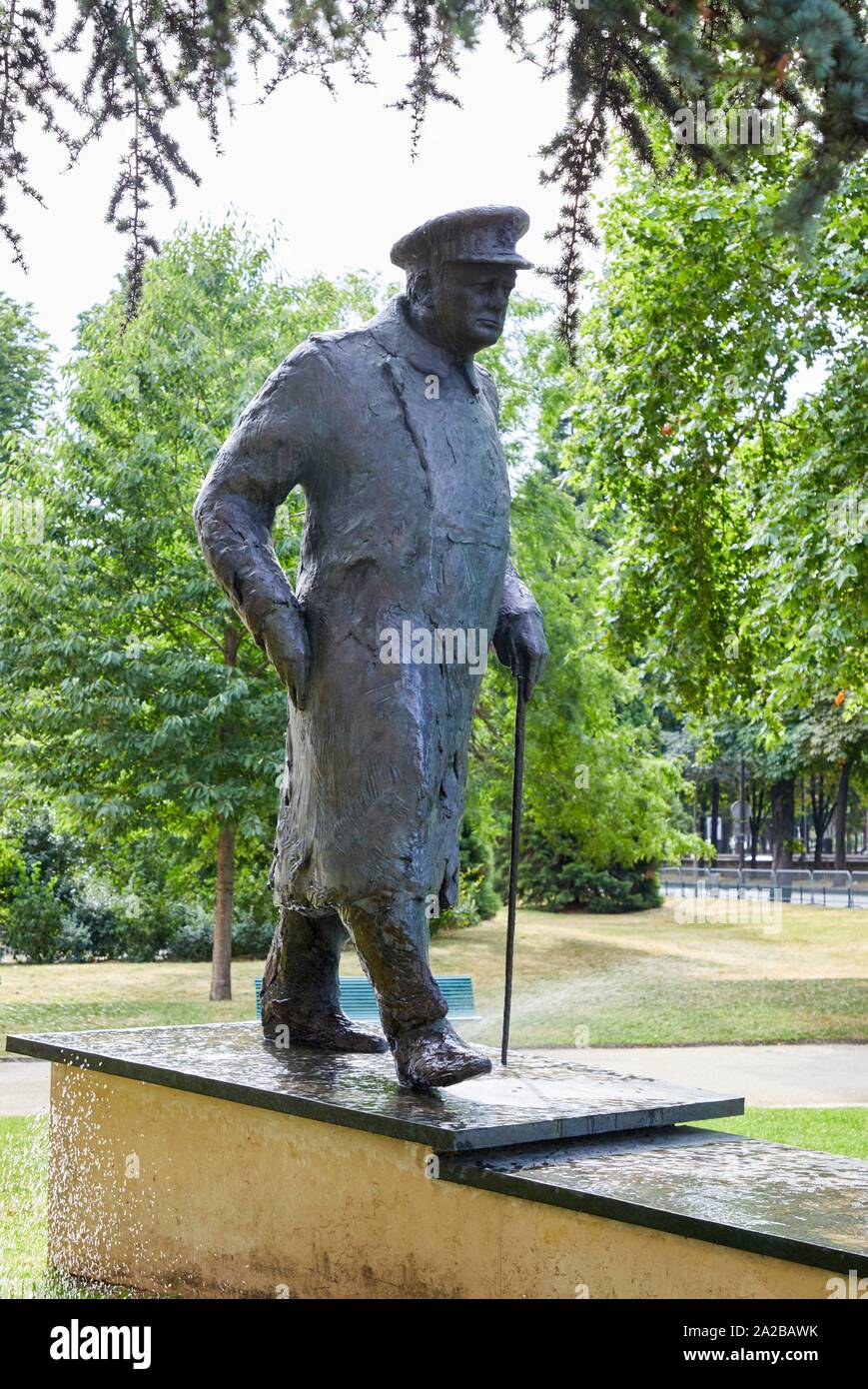 ''' Winston Churchill Statue'', Jean Cardot, 1988, Jardins Petit Palais Musée des Beaux-Arts de la Ville de Paris, Frankreich, Europa Stockfoto
