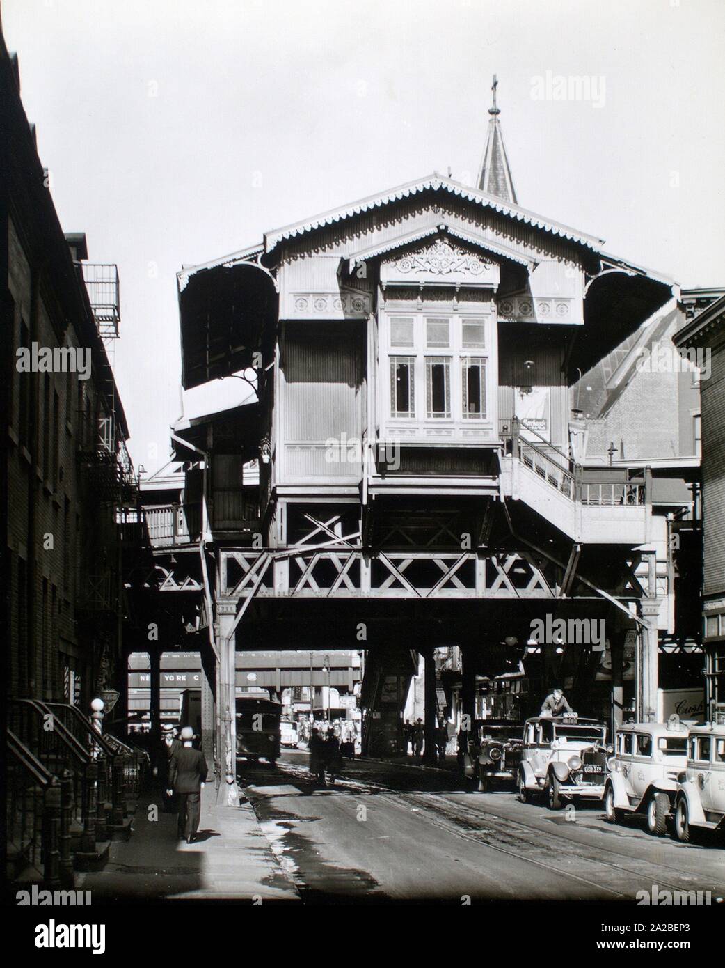 El'Station, 9. Avenue Line, Christopher und Greenwich Straßen, Manhattan. Abbott, Berenice, 1898-1991 (Fotograf) Federal Art Project (Neu Stockfoto