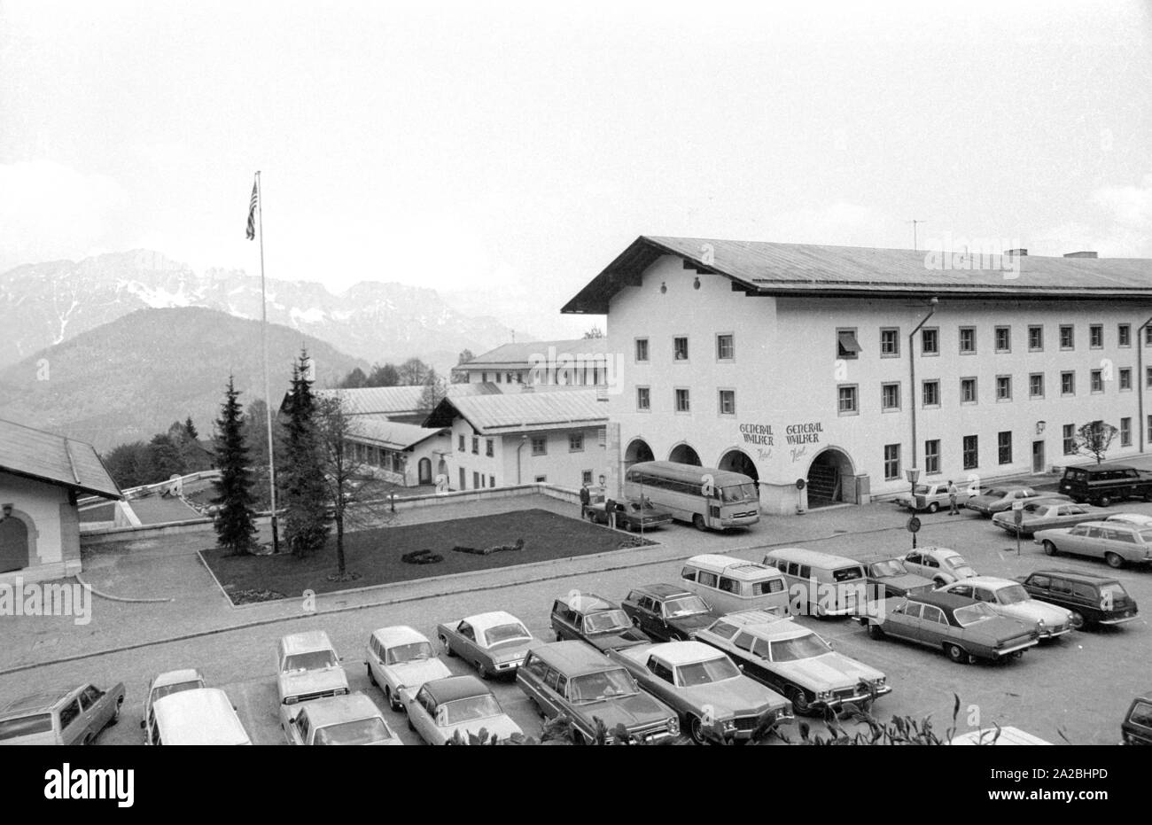 Blick auf das Hotel General Walker, dem ehemaligen Platterhof, in Berchtesgaden. Stockfoto