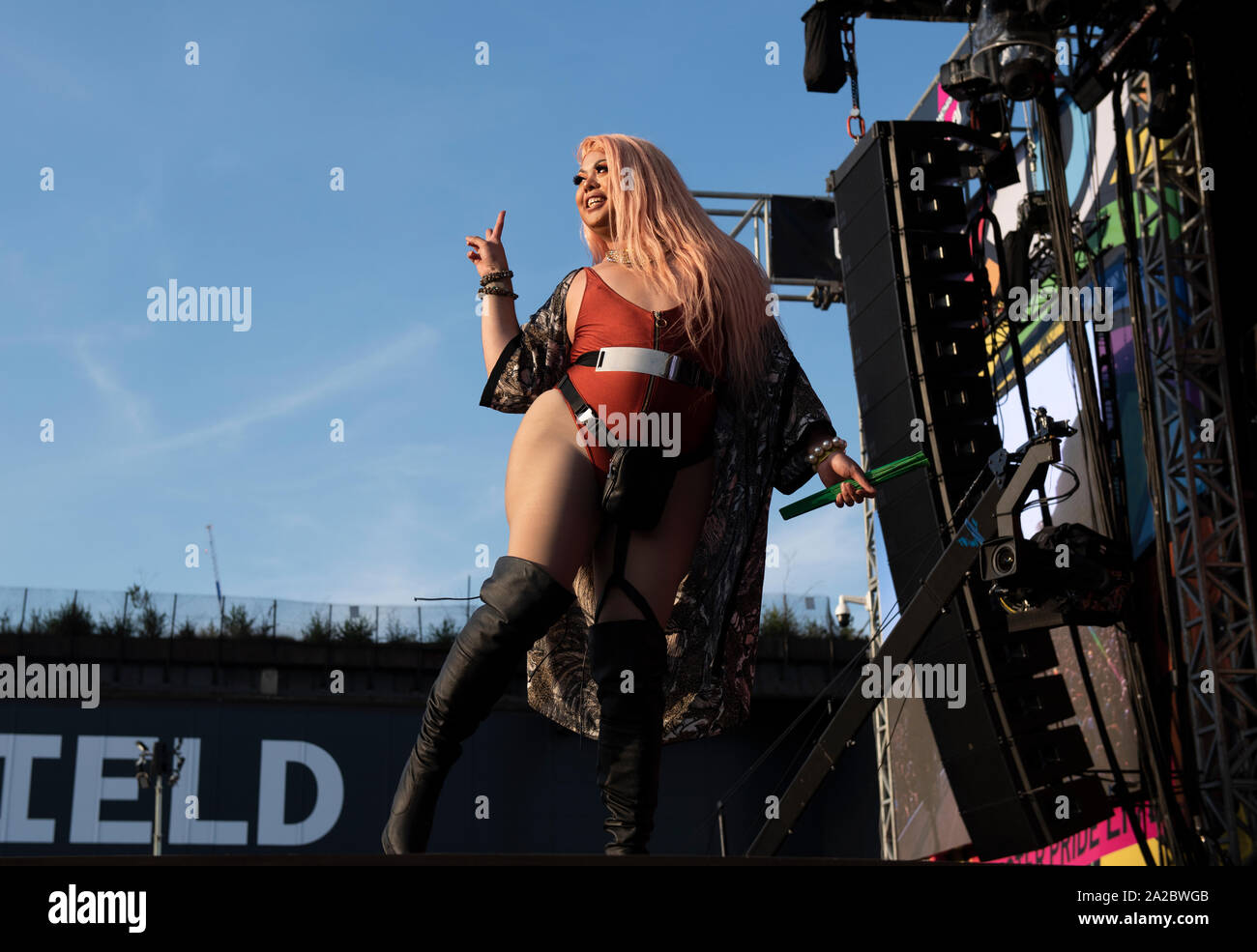 RuPaul Drag Race UK RuVeal an der Manchester Pride Live 2019 Stockfoto