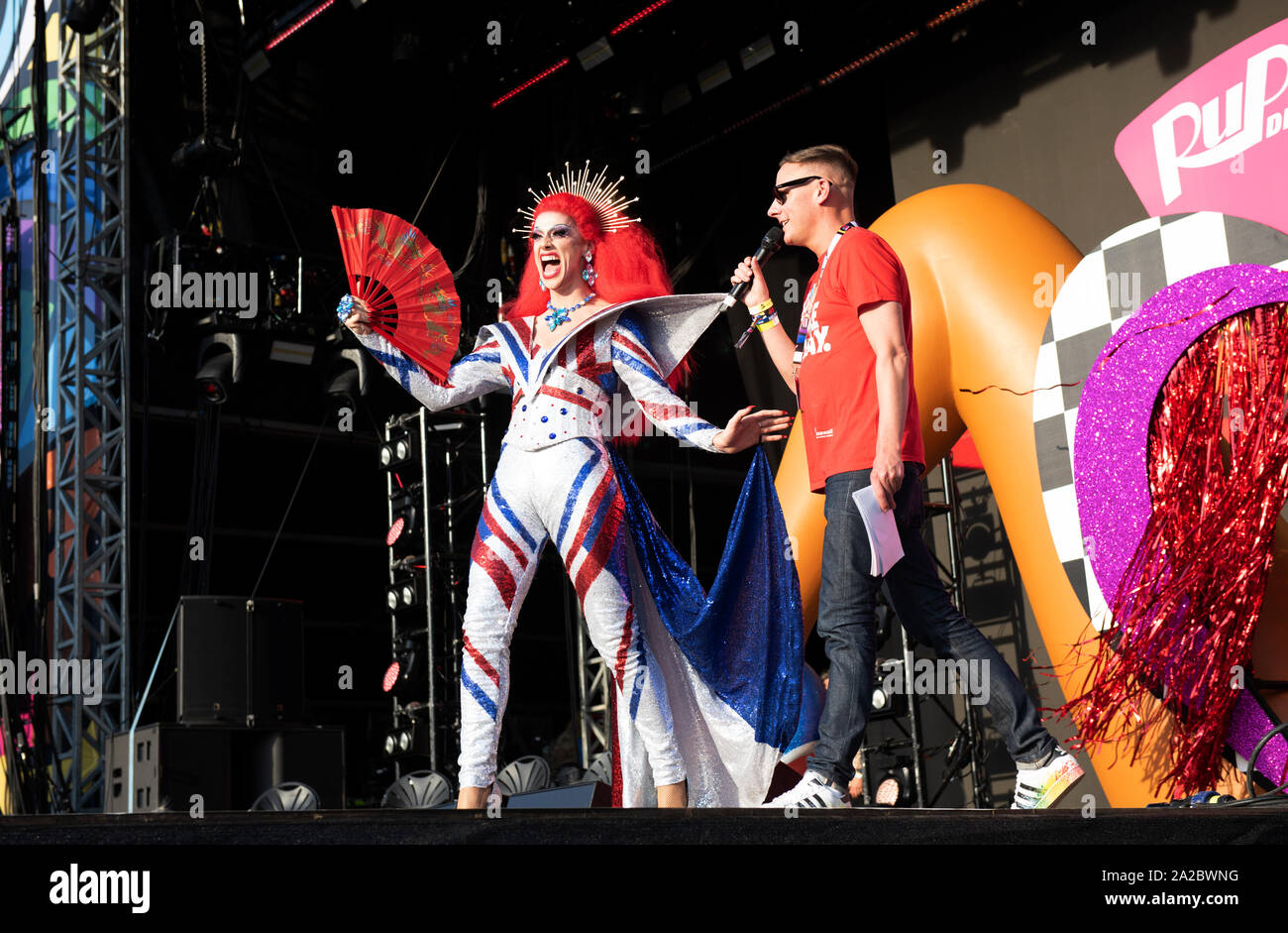 RuPaul Drag Race UK RuVeal an der Manchester Pride Live 2019 Stockfoto