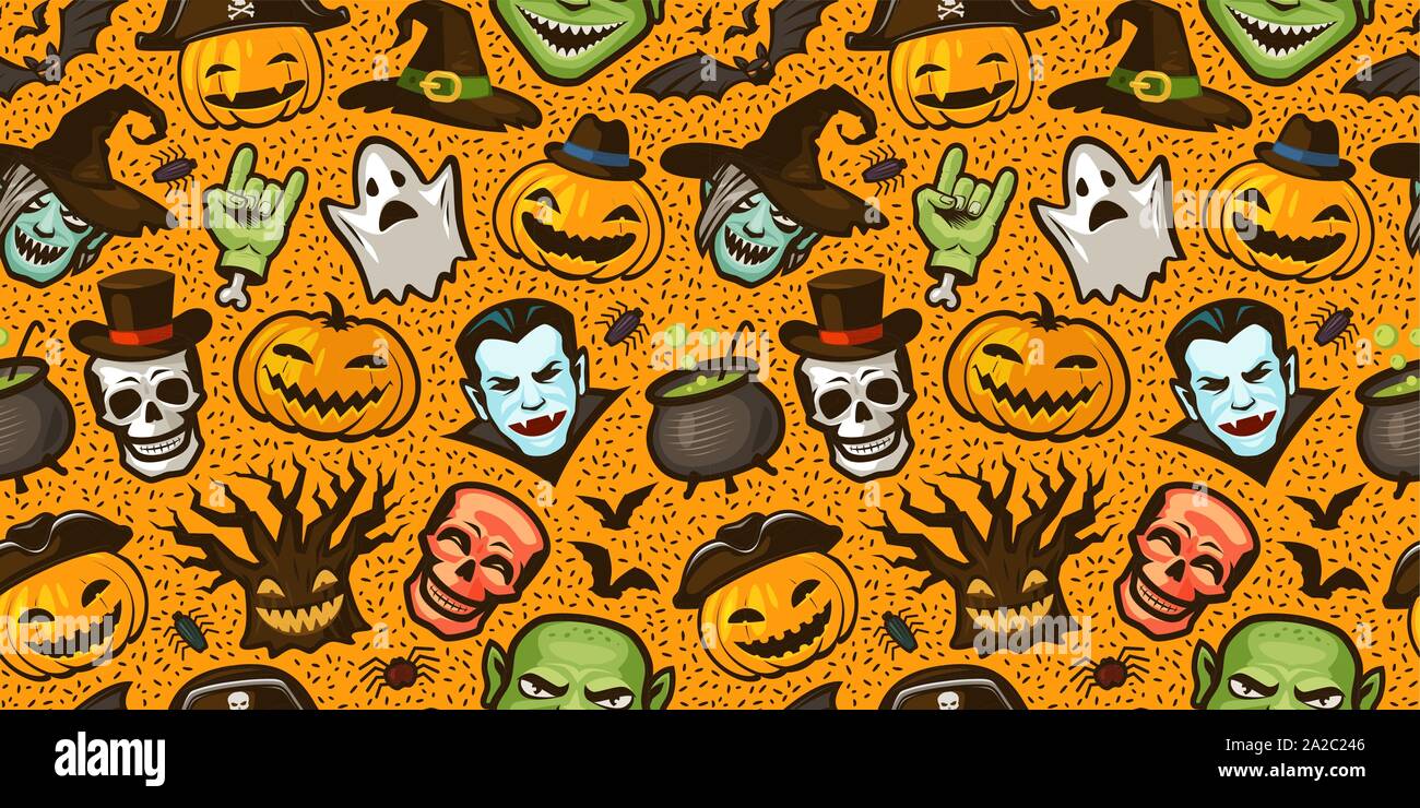 Halloween-Party bunte nahtlose Hintergrund. Cartoon Vektorgrafik Stock Vektor
