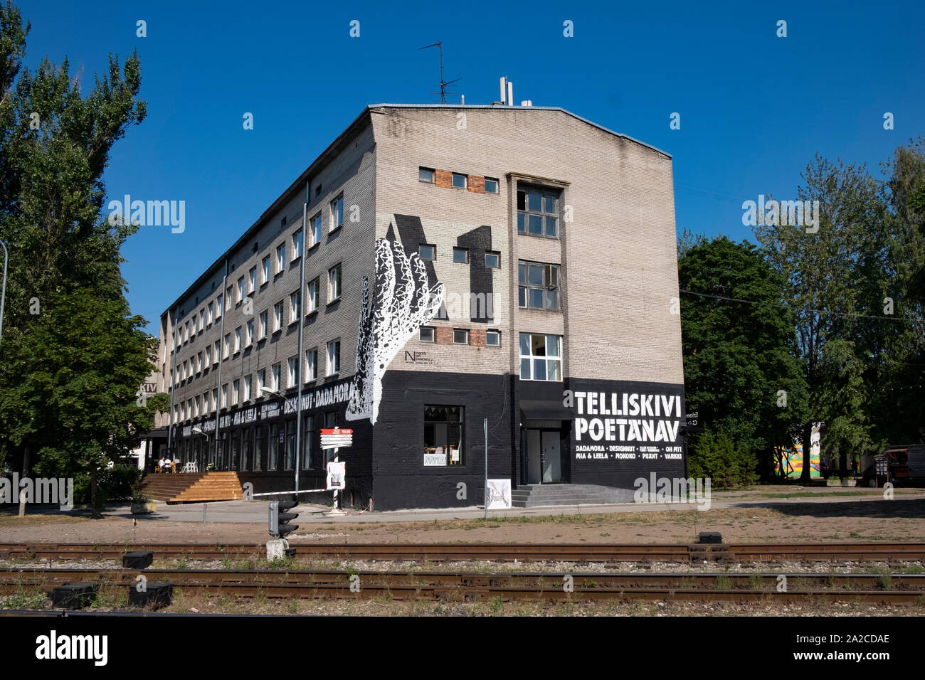 Graffiti Kunst an der Gebäudewand in Telliskivi kreative Stadt Tallinn, Estland Stockfoto