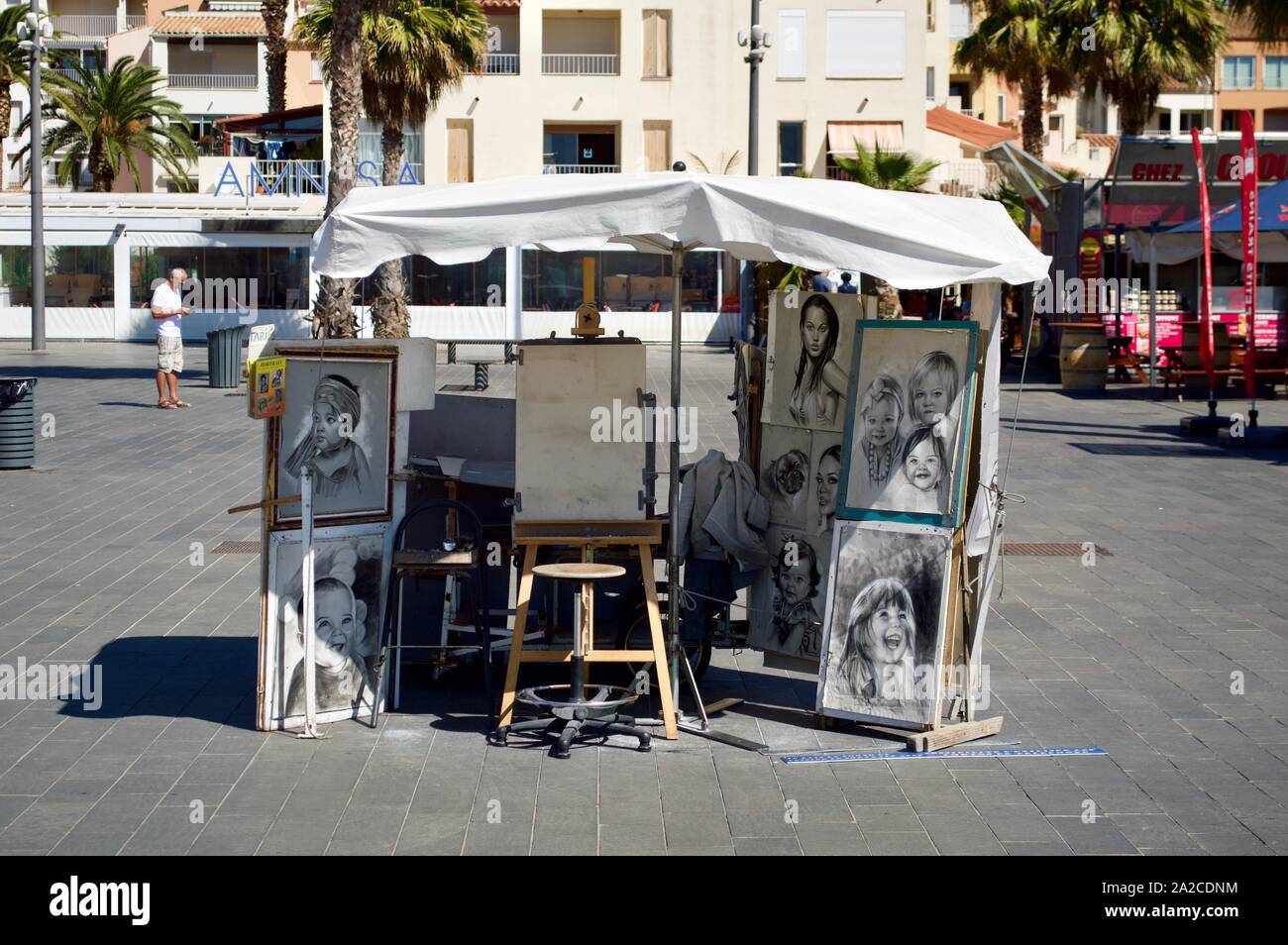 Eines Künstlers in Cap d'Agde, Frankreich Abschaltdruck Stockfoto